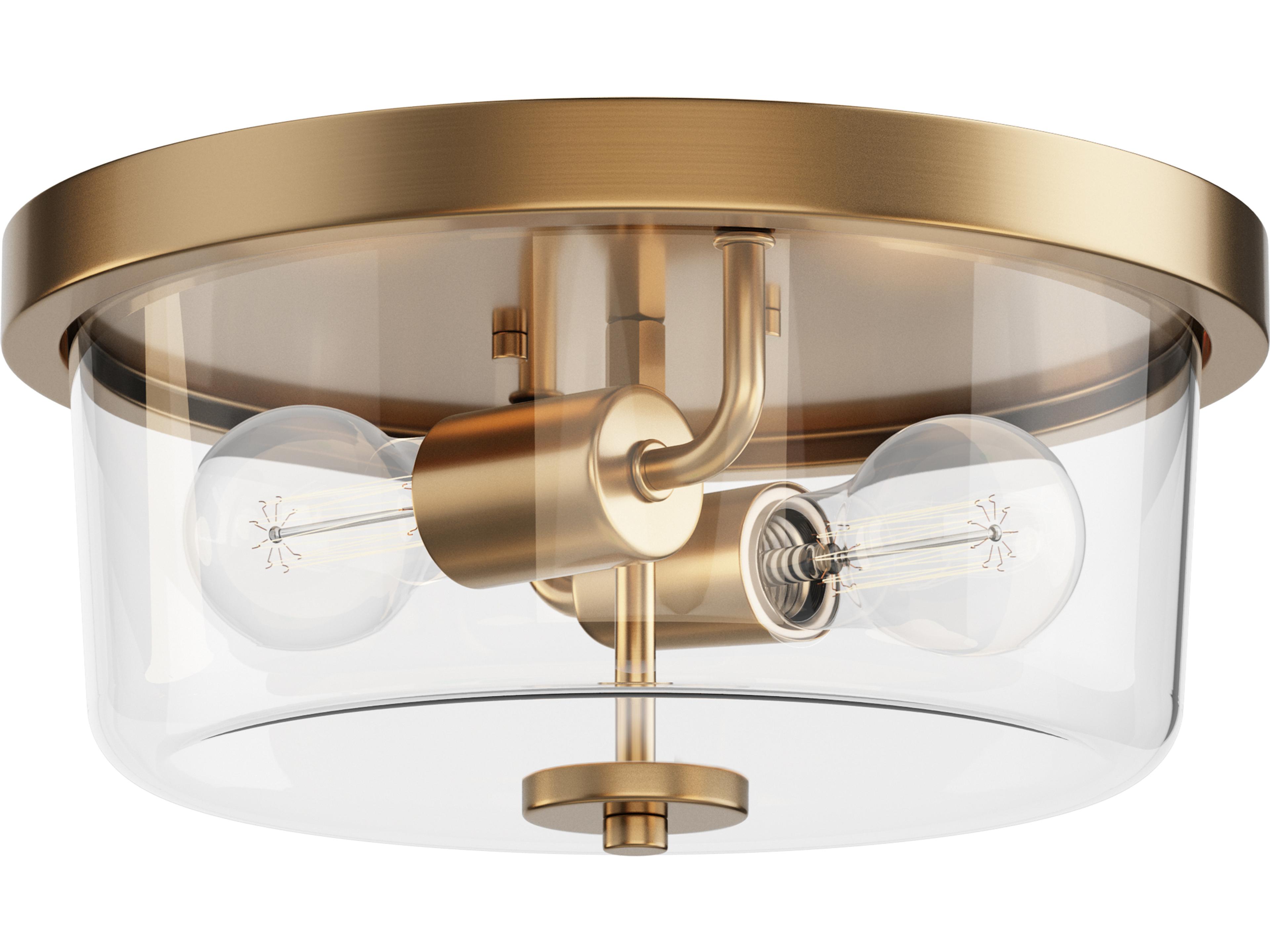 Fuller 2- Light Natural Aged Brass Drum Flush Mount