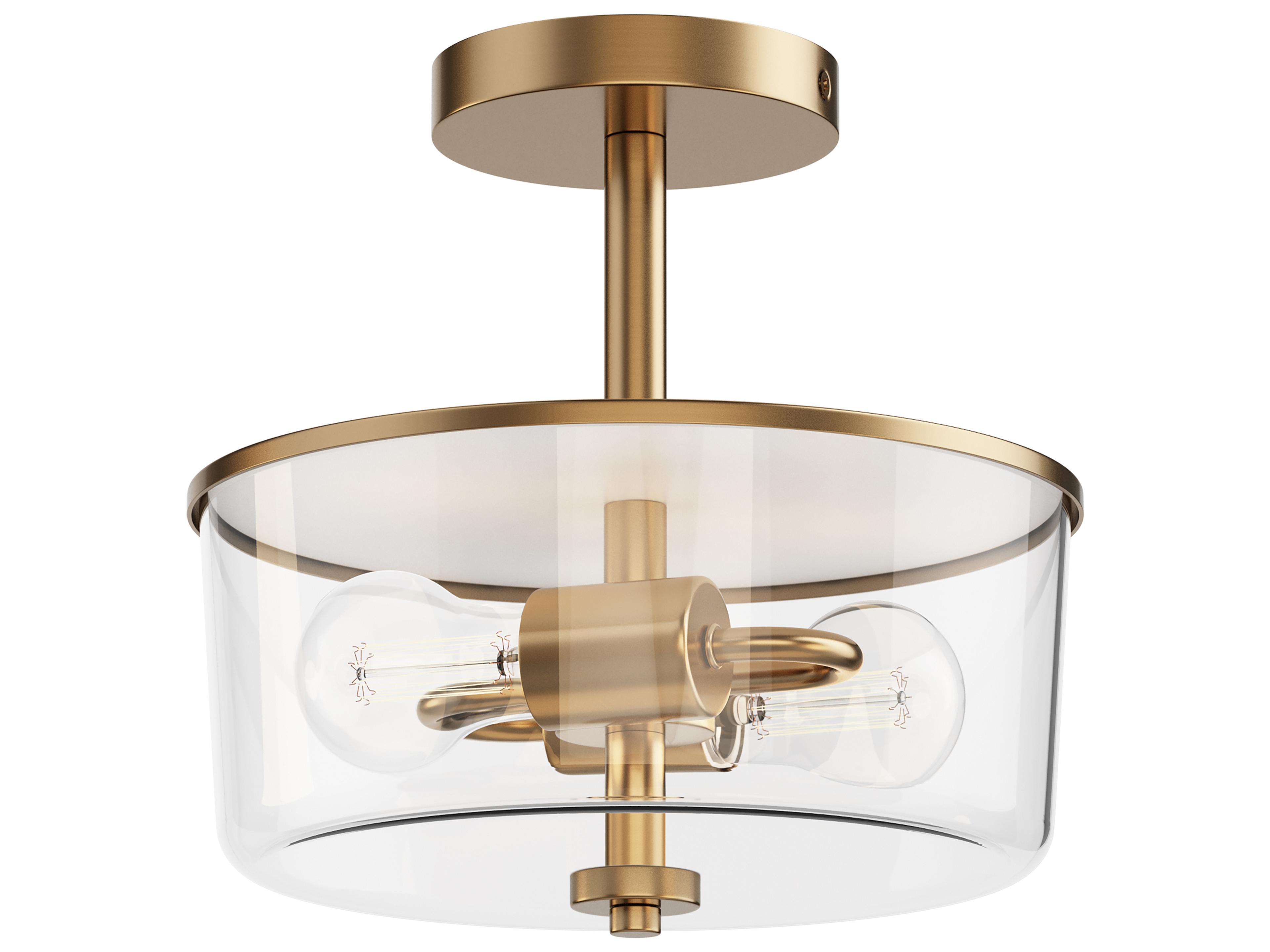 Fuller 2- Light Natural Aged Brass Drum Pendant