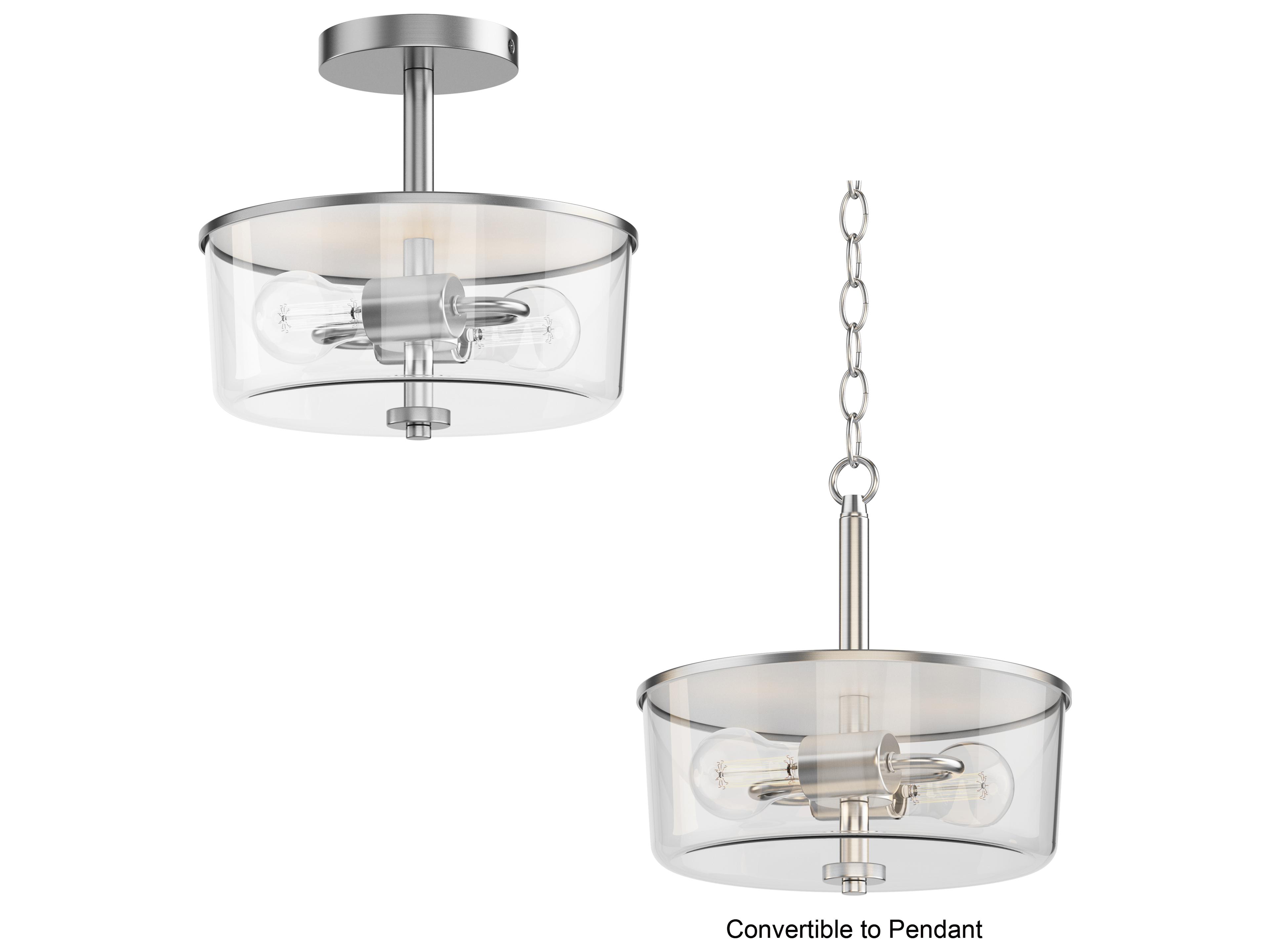 Maxim Lighting Fuller 2- Light Satin Nickel Drum Pendant