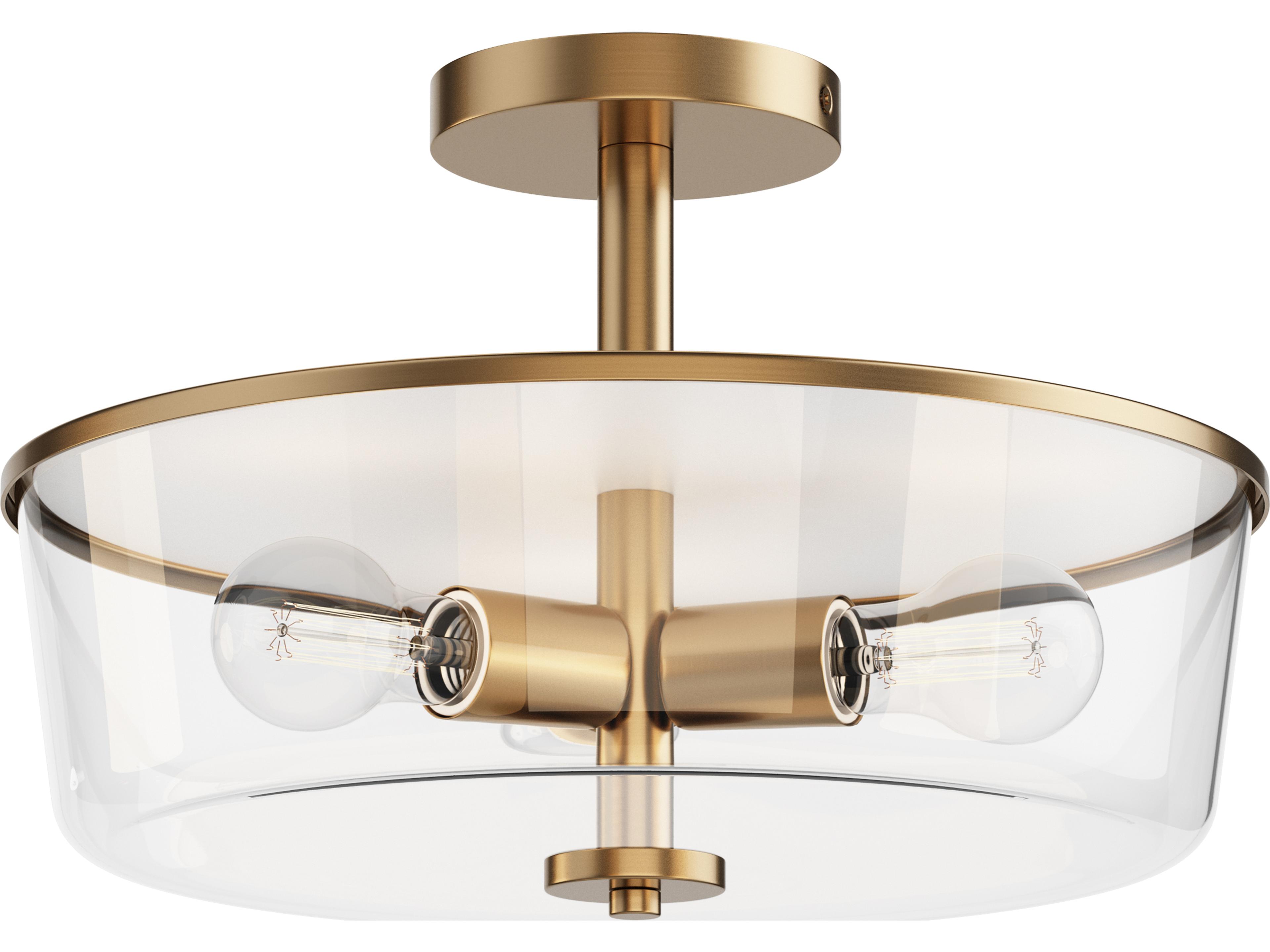 Fuller 3- Light Natural Aged Brass Drum Pendant