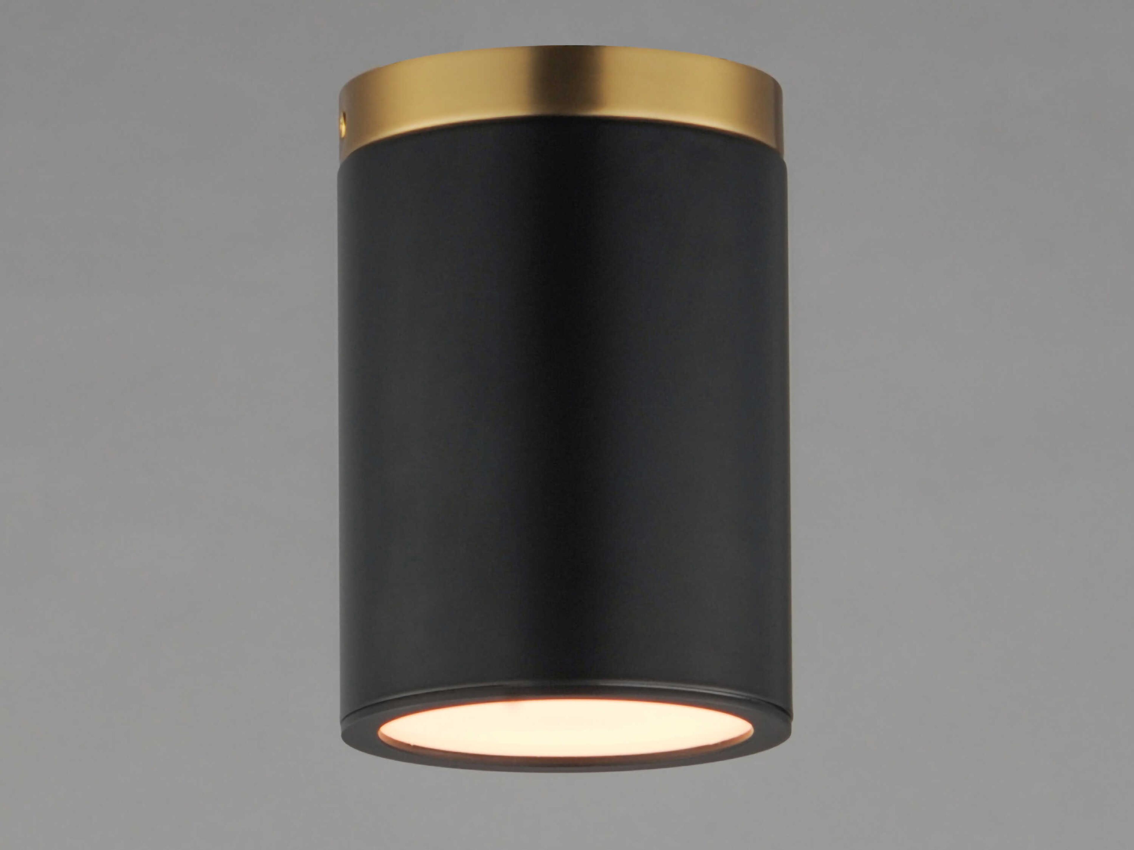 Maxim Lighting Dapper 1-Light Black Antique Brass Cylinder Flush Mount