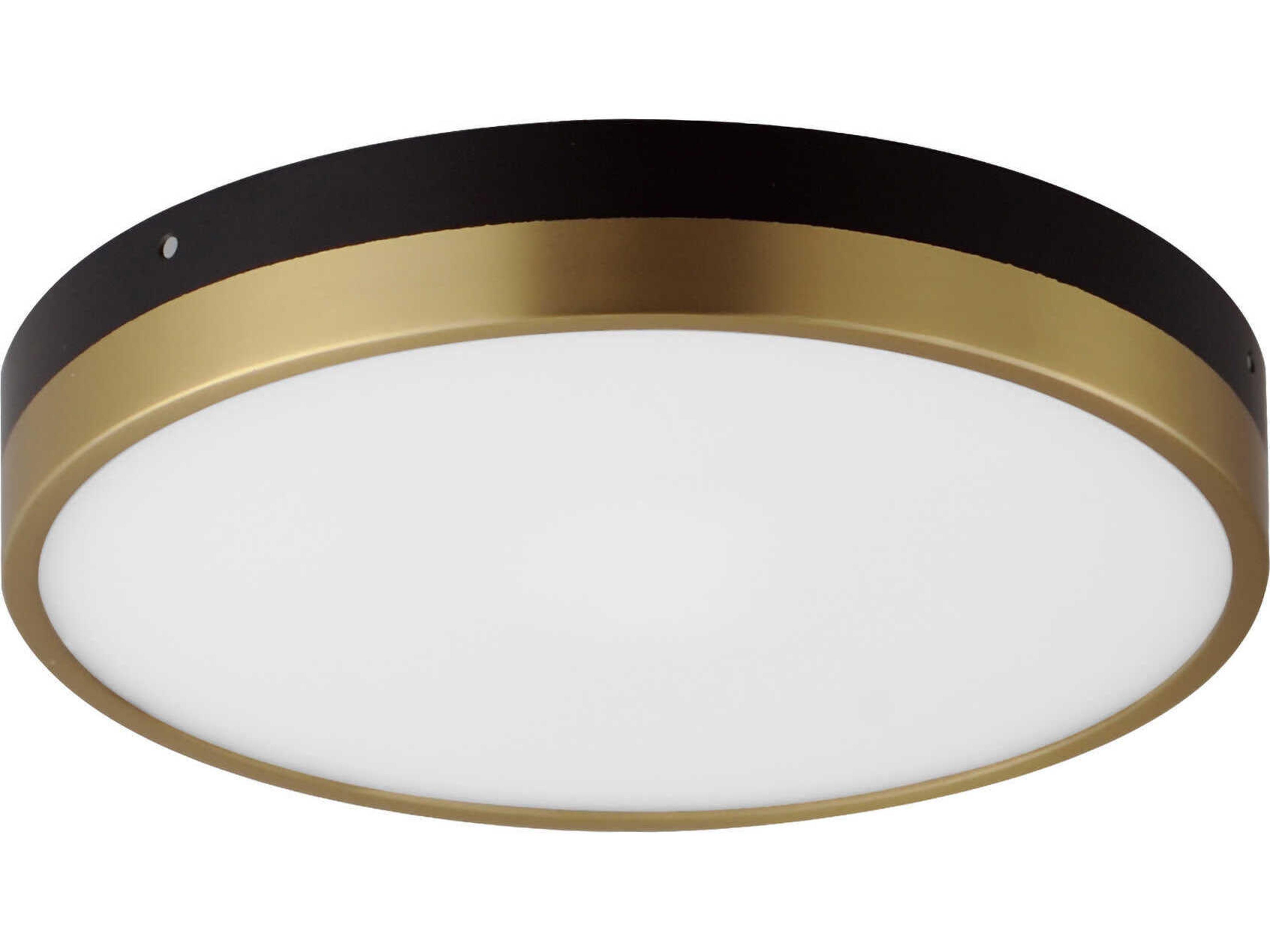 Dapper 1-Light Black Antique Brass LED Round Flush Mount