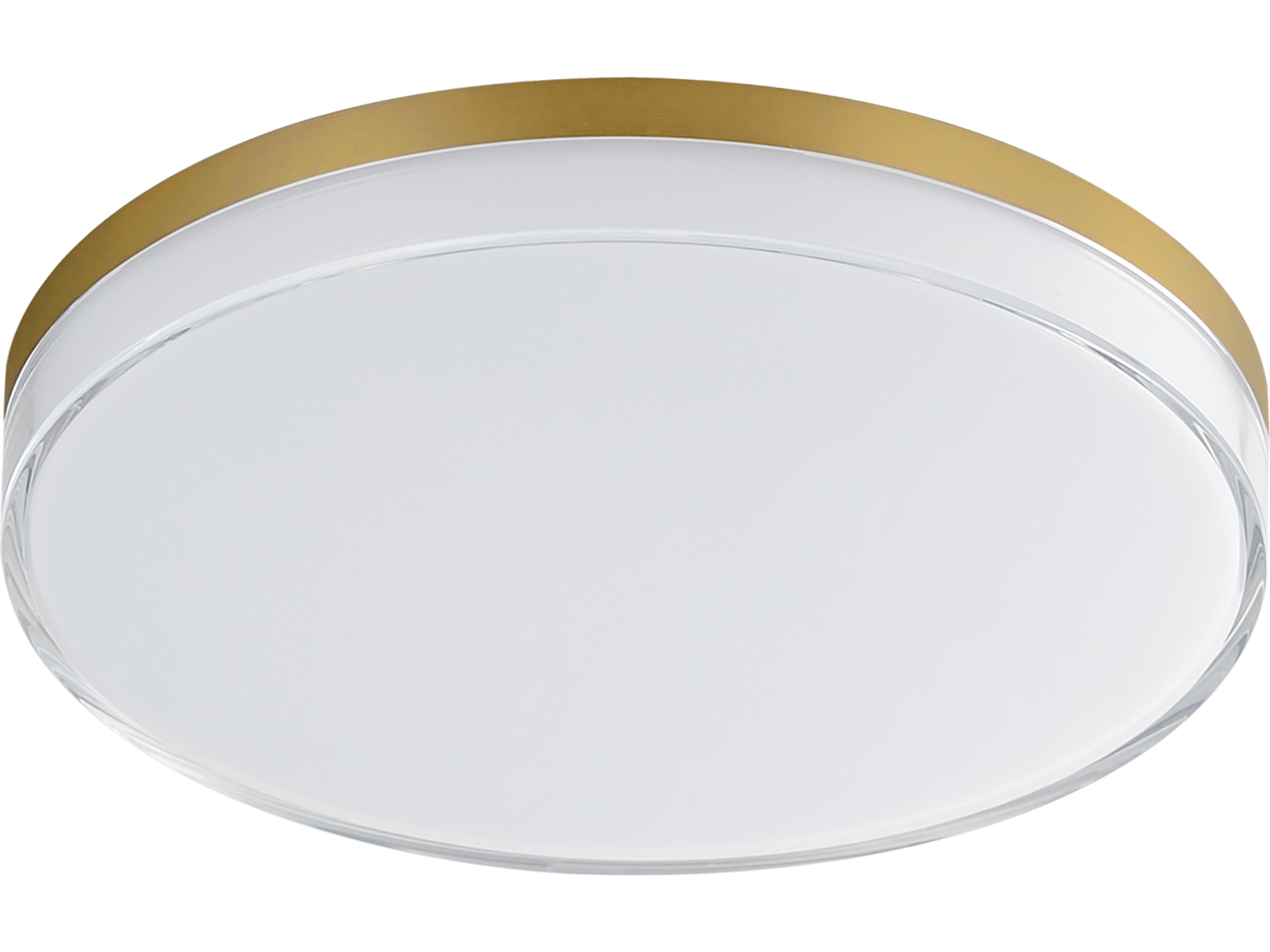 Edge 1- Light Antique Brass LED Round Flush Mount
