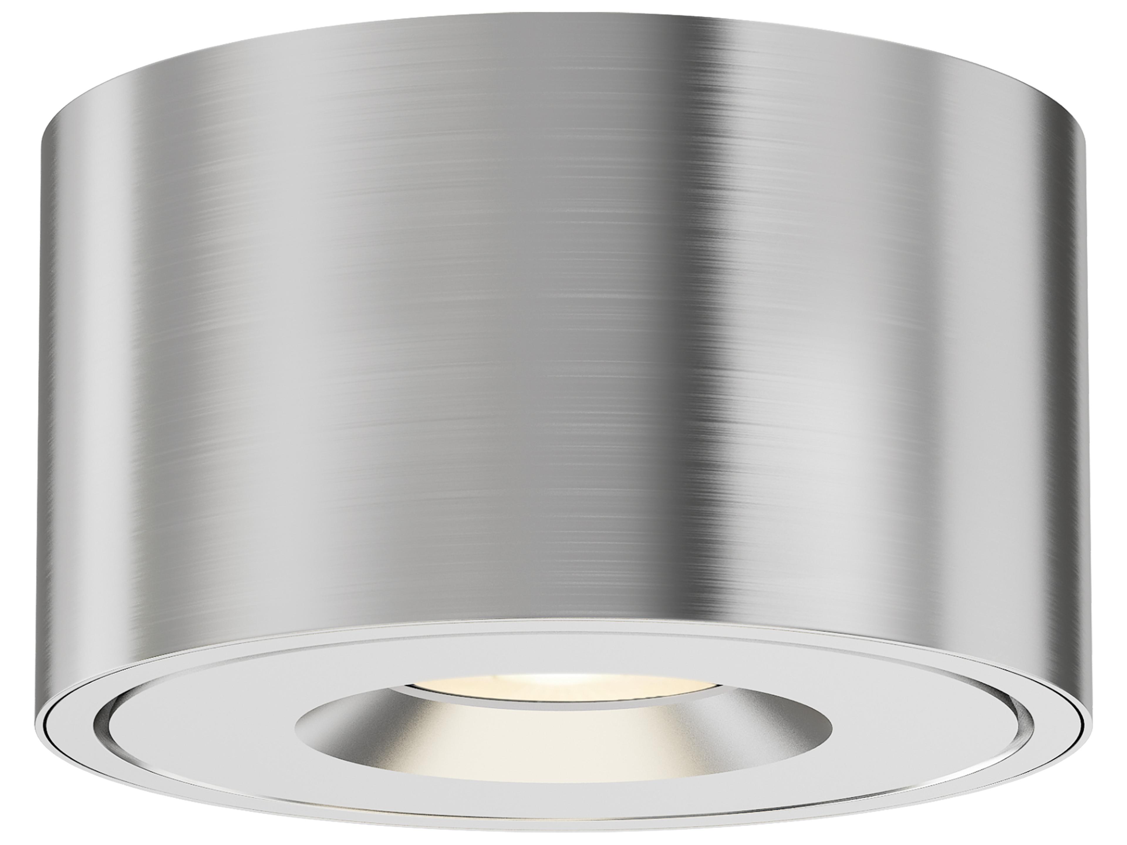 Fulcrum 1- Light Brushed Aluminum Steel Cylinder Flush Mount