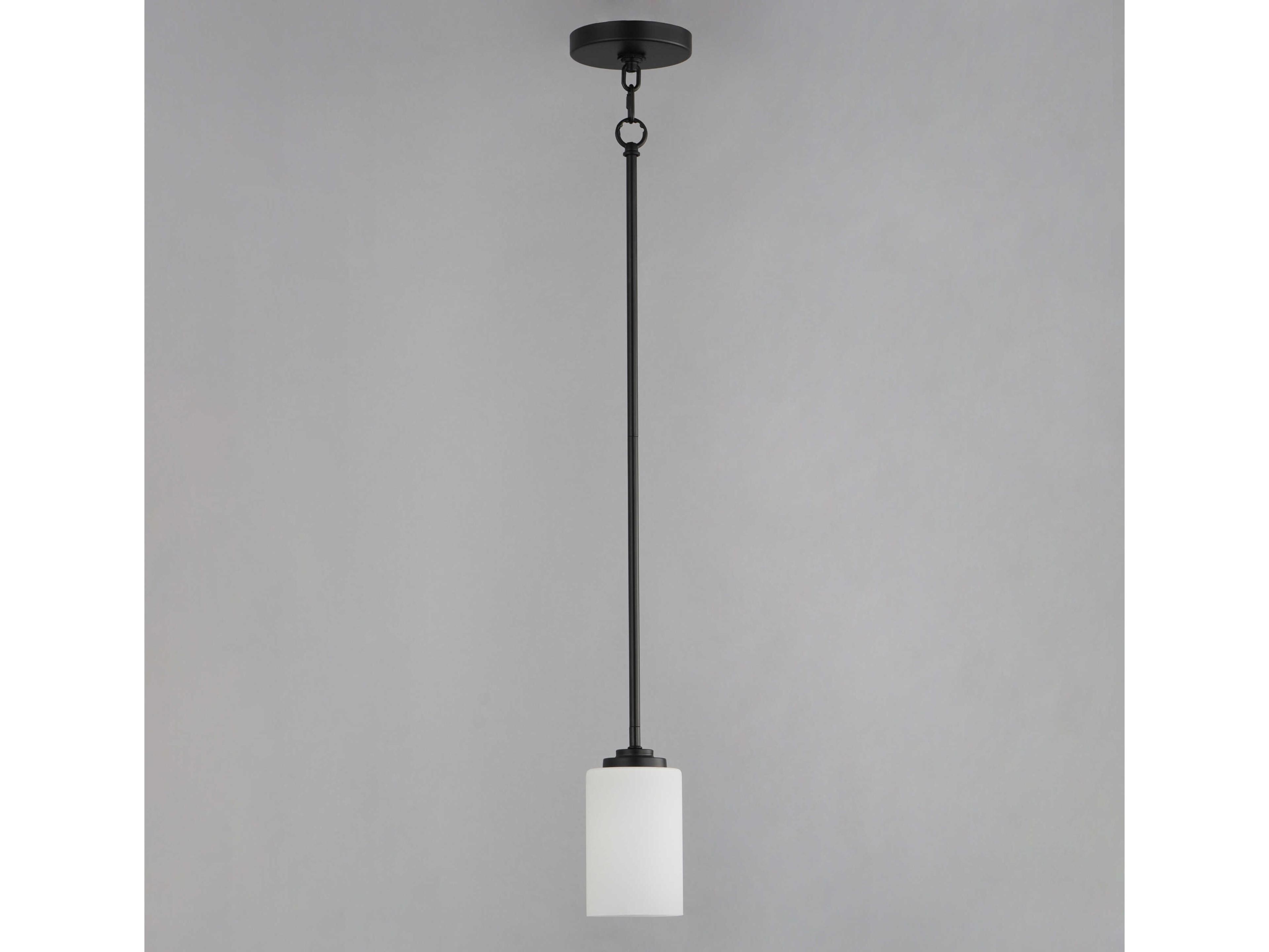 Maxim Lighting Deven 1-Light Black Glass Cylinder Mini Pendant