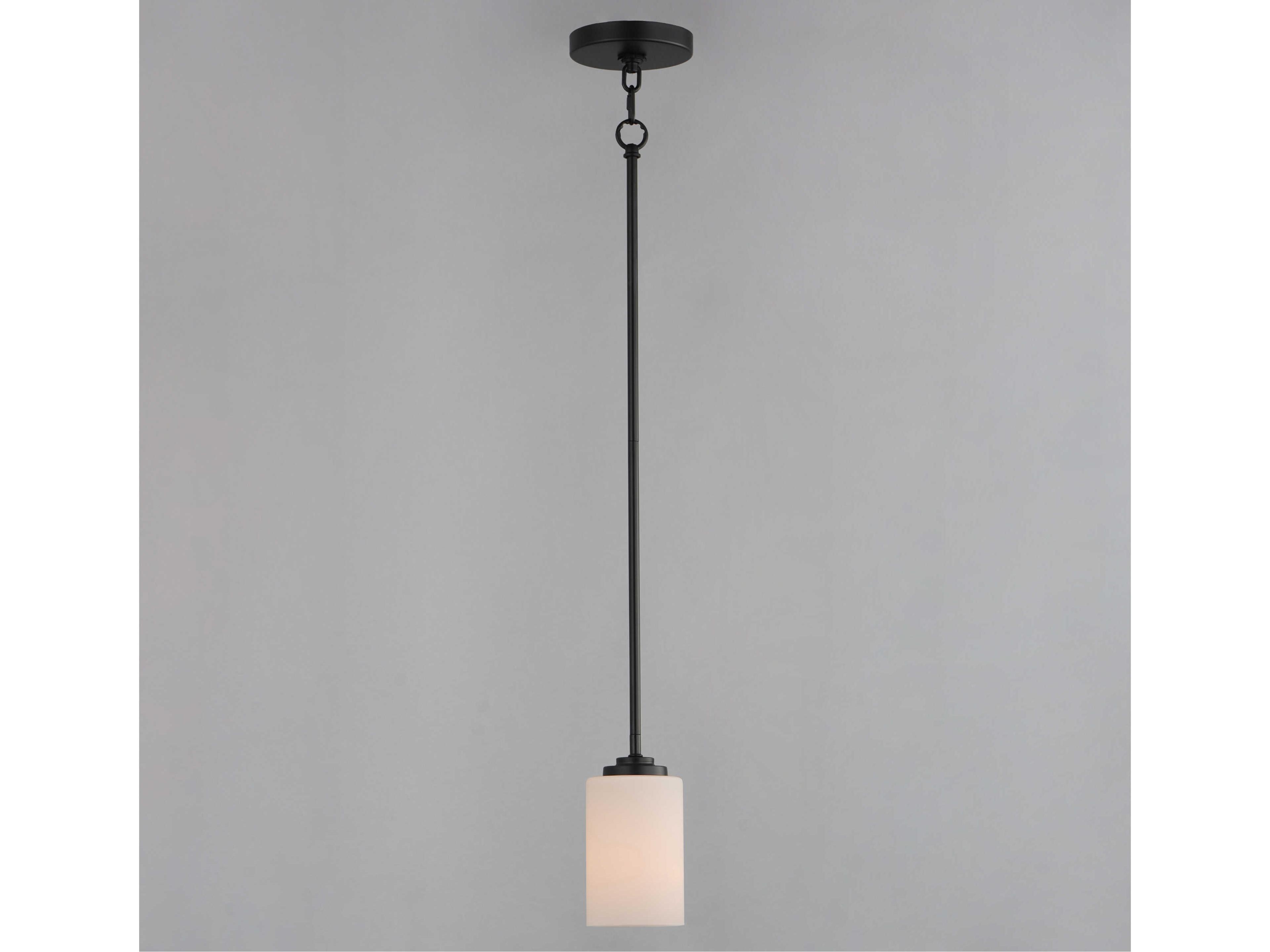 Maxim Lighting Deven 1-Light Black Glass Cylinder Mini Pendant