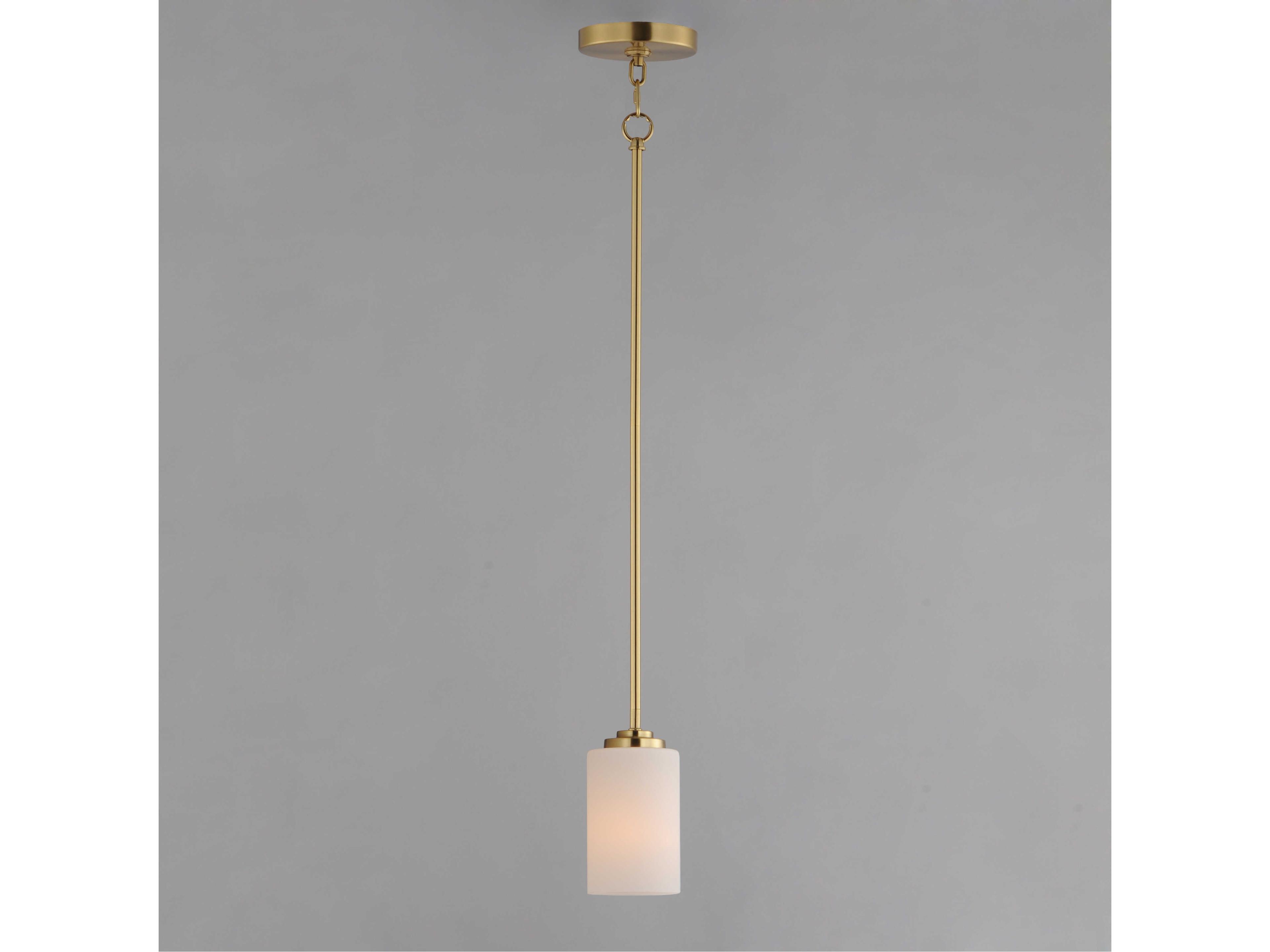 Maxim Lighting Deven 1-Light Satin Brass Glass Cylinder Mini Pendant