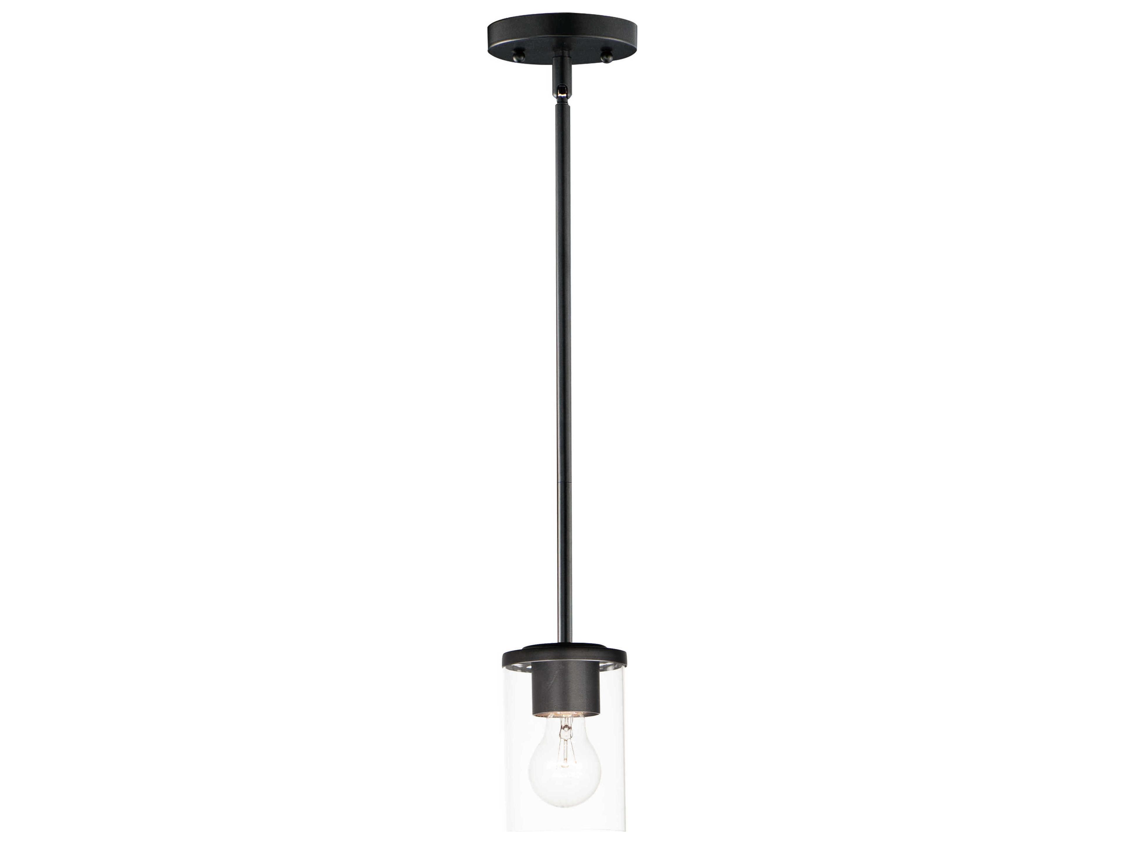 Corona 1-Light Black Glass Cylinder Linear Mini Pendant