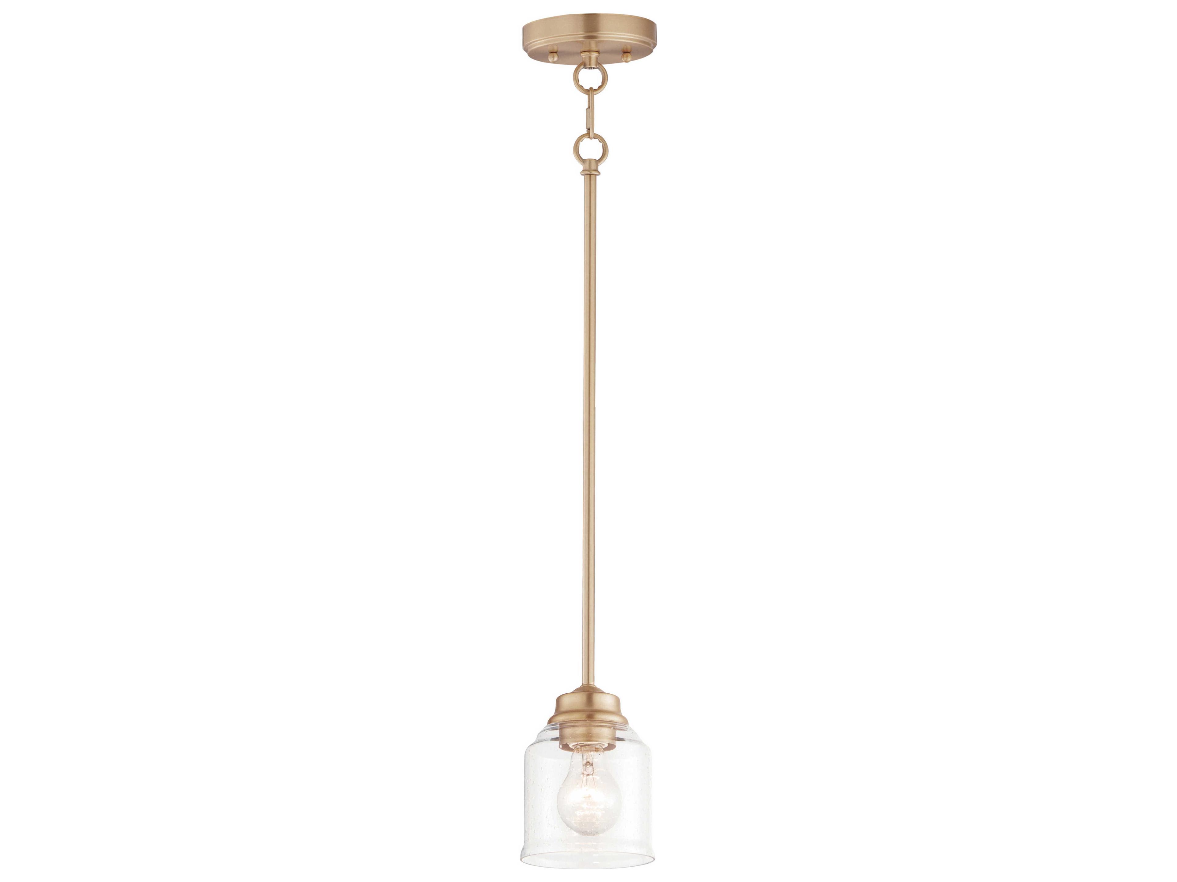 Acadia 1-Light Heritage Brass Glass Bell Mini Pendant