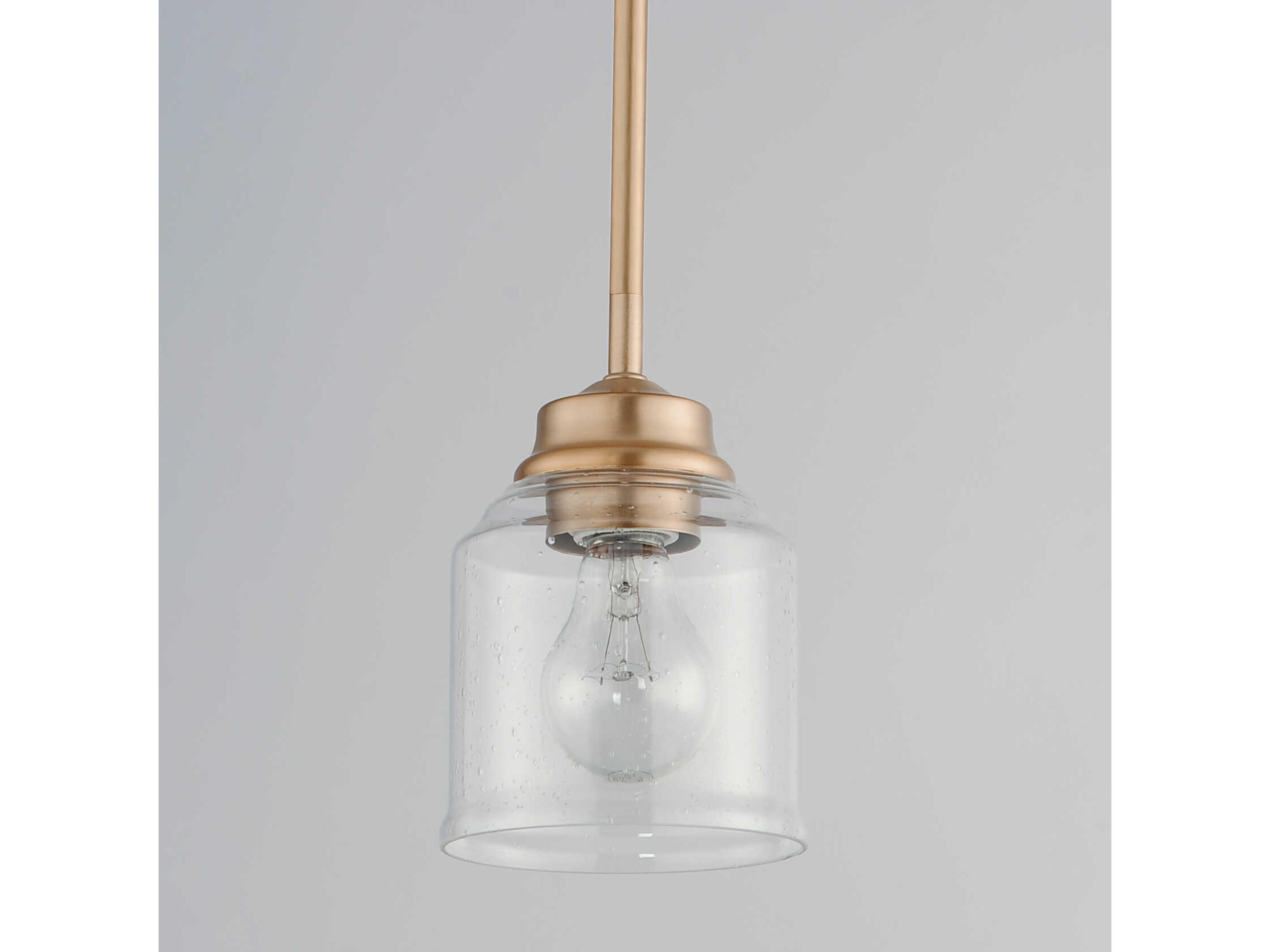 Maxim Lighting Acadia 1-Light Heritage Brass Glass Bell Mini Pendant