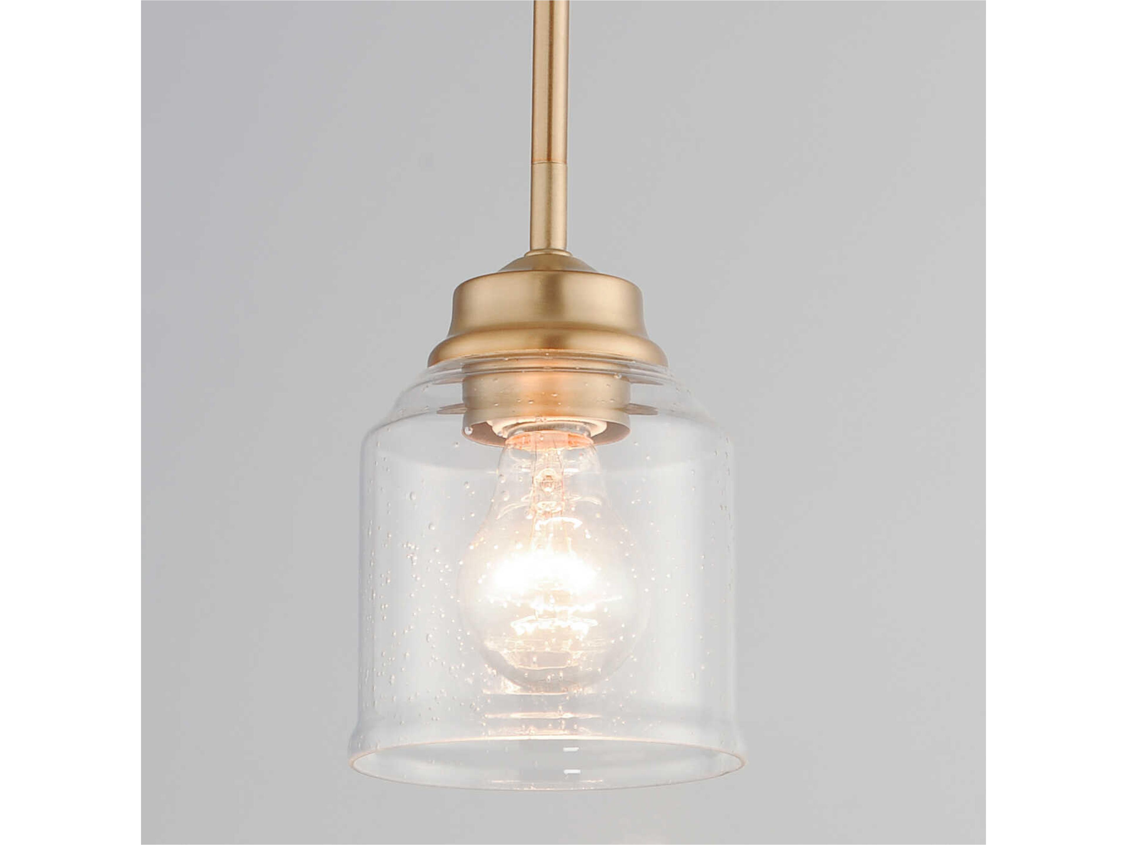 Maxim Lighting Acadia 1-Light Heritage Brass Glass Bell Mini Pendant