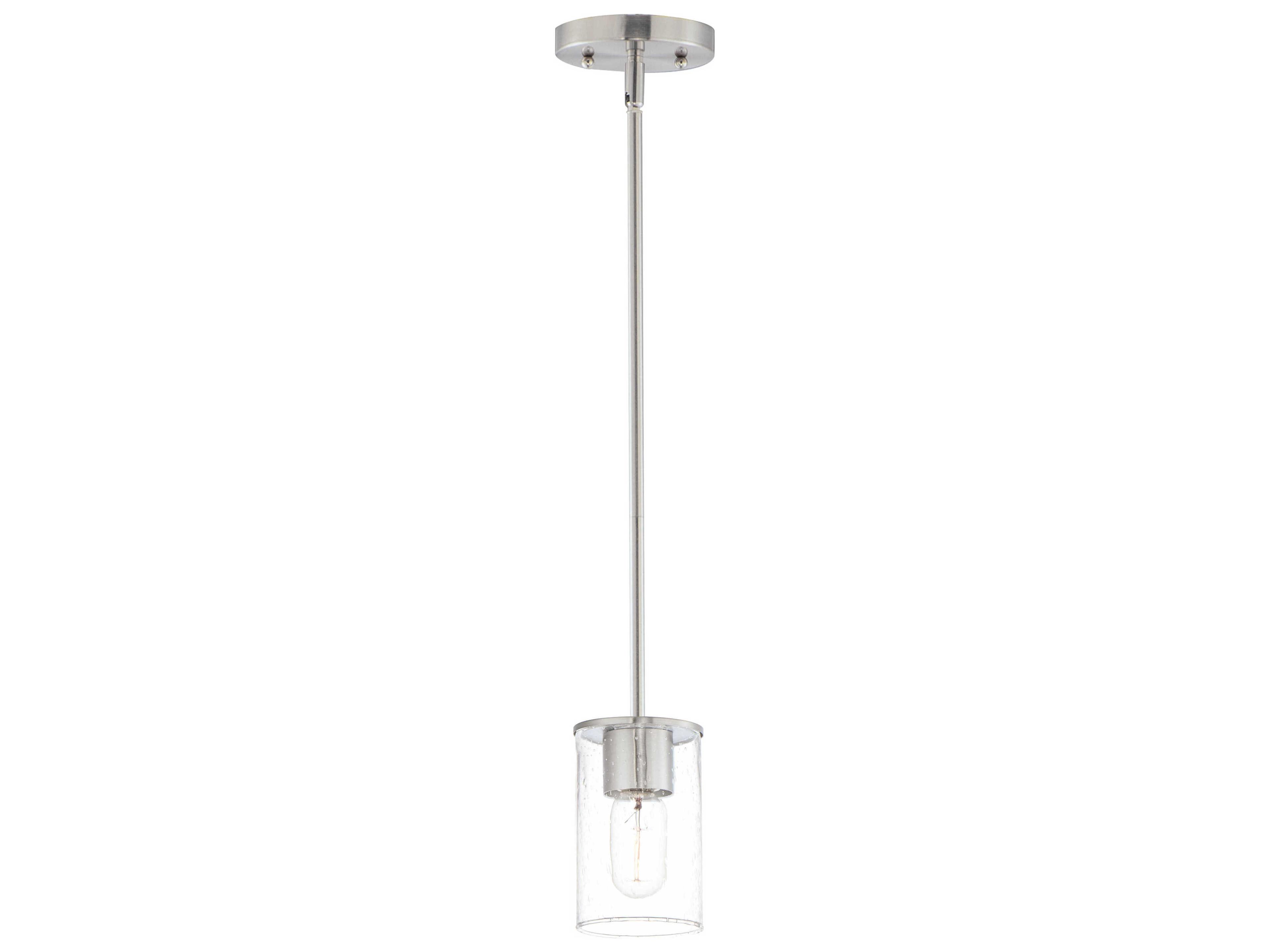 Sleek 1-Light Satin Nickel Glass Cylinder Linear Mini Pendant