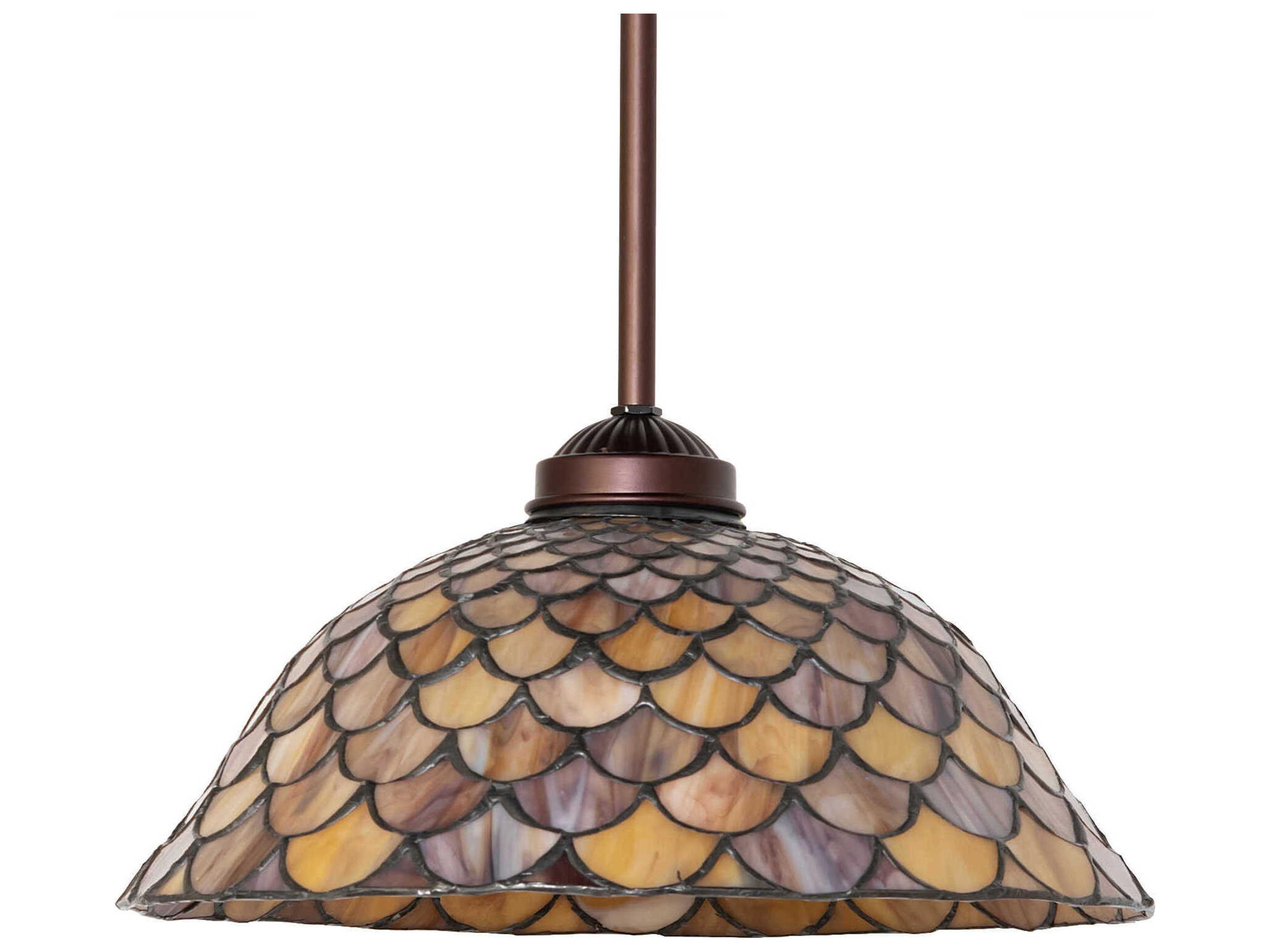 Meyda Tiffany Fishscale 1-Light Mahogany Bronze Dome Pendant