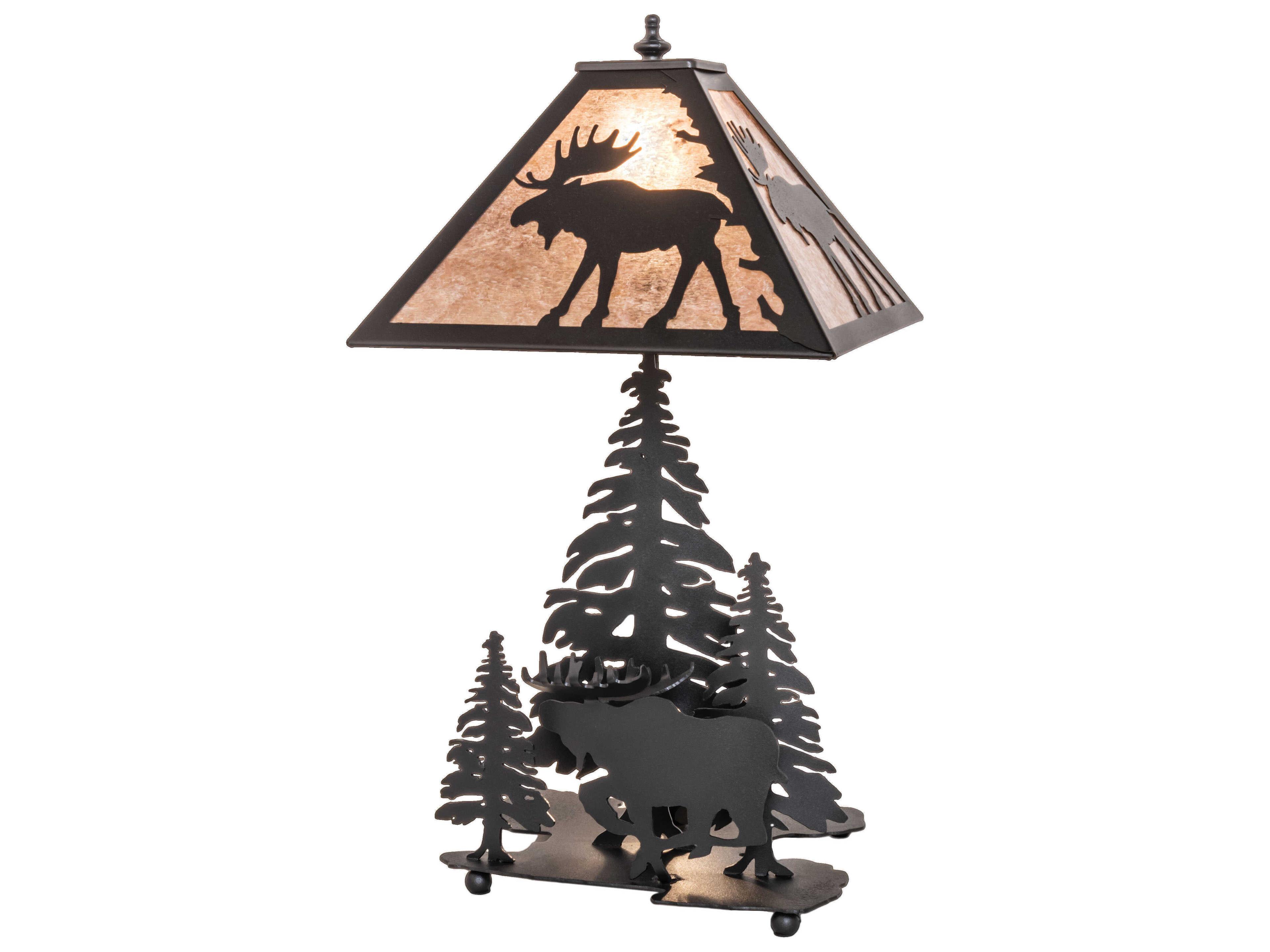 Moose On The Loose Black Glass Table Lamp