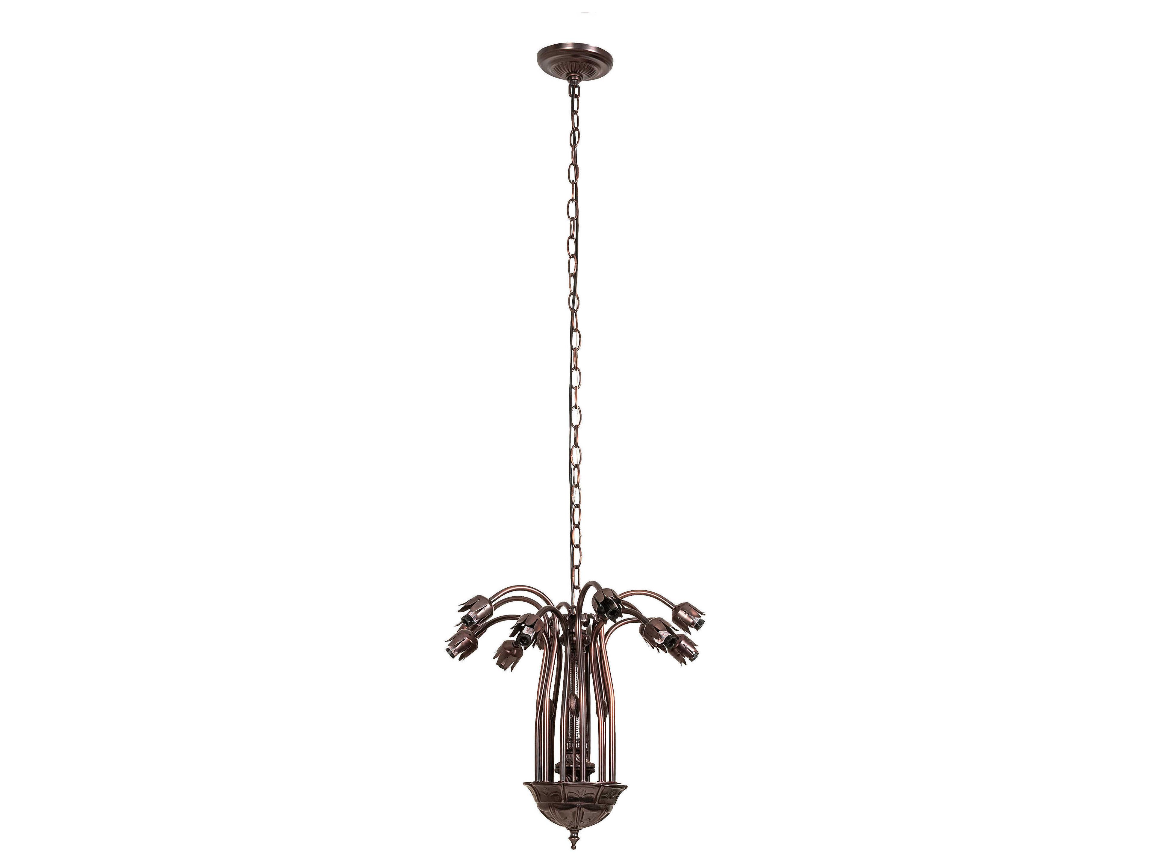 Pond Lily 12-Light Mahogany Bronze Chandelier