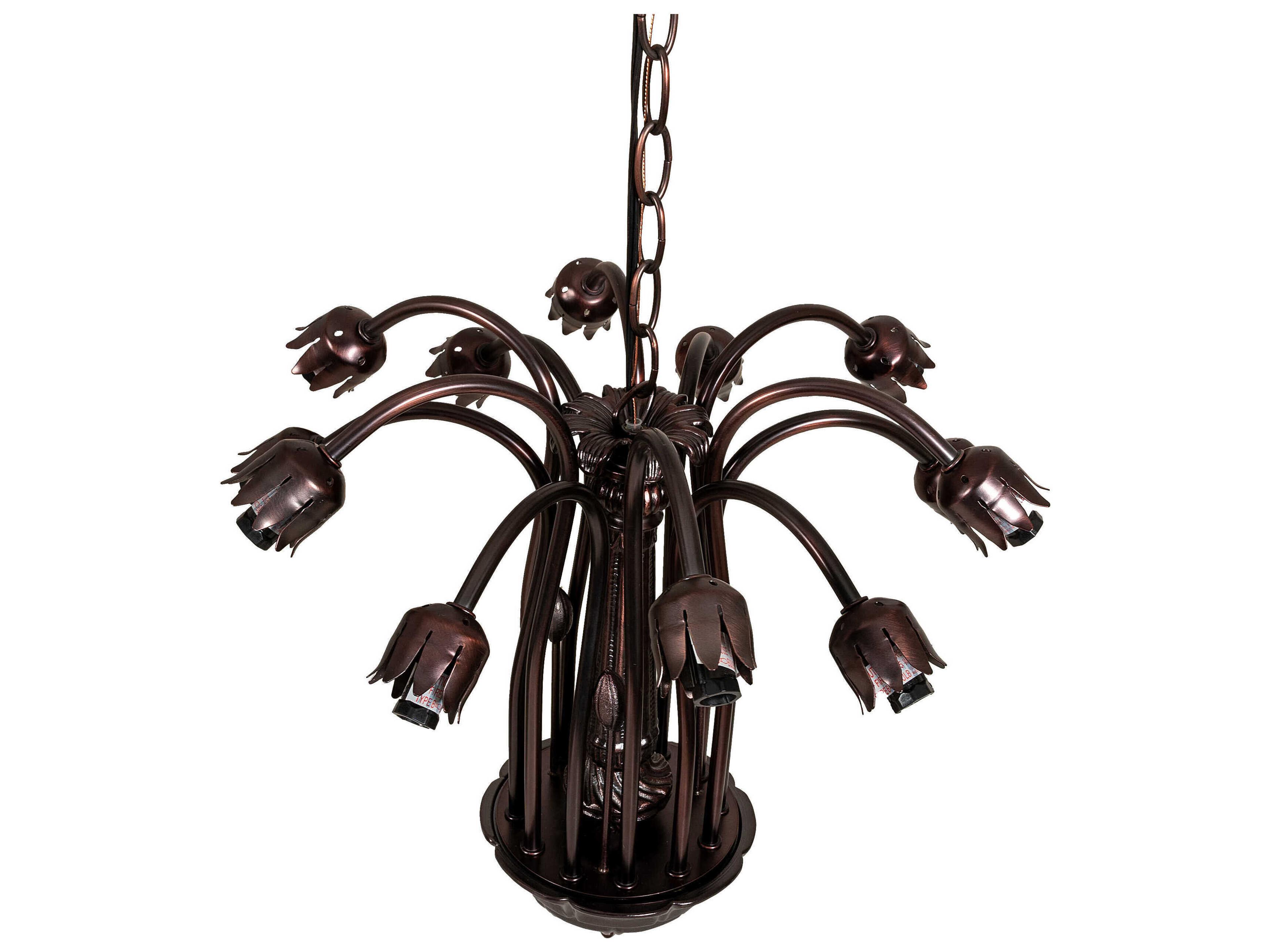 Meyda Pond Lily 12-Light Mahogany Bronze Chandelier