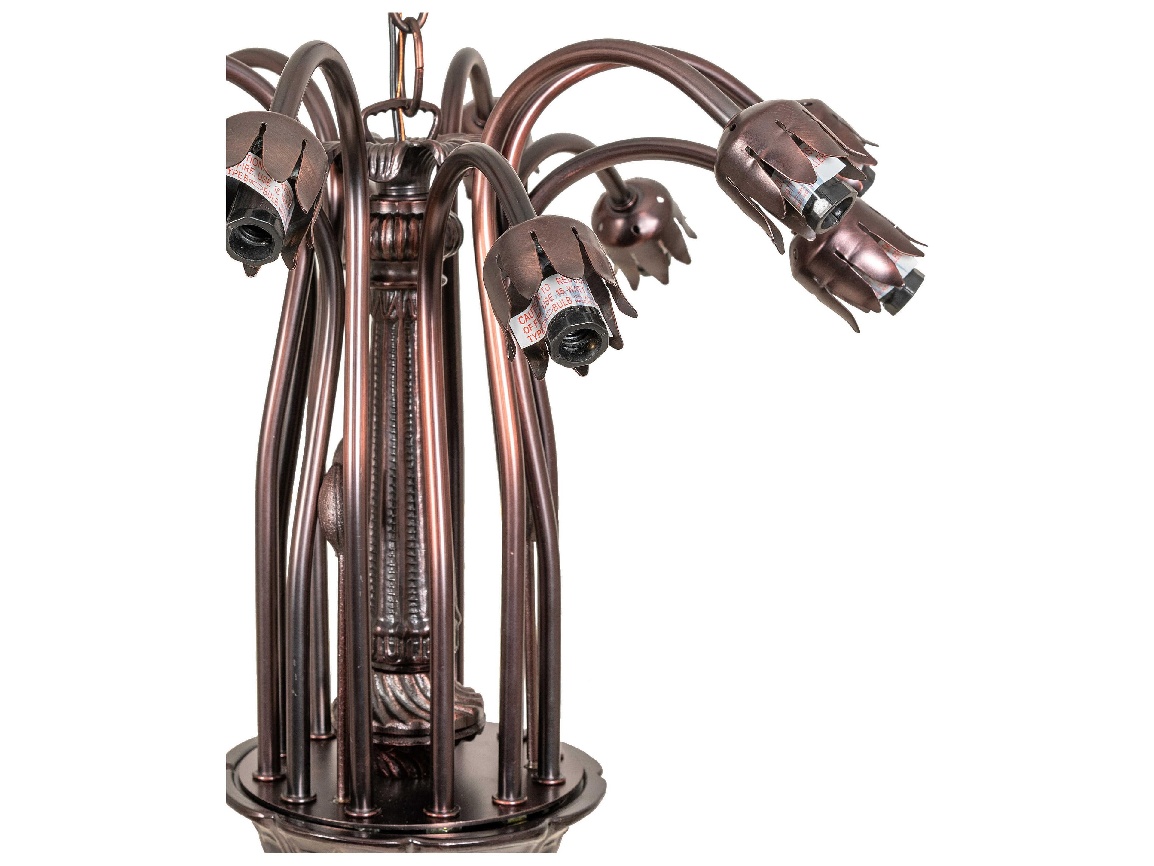 Meyda Pond Lily 12-Light Mahogany Bronze Chandelier