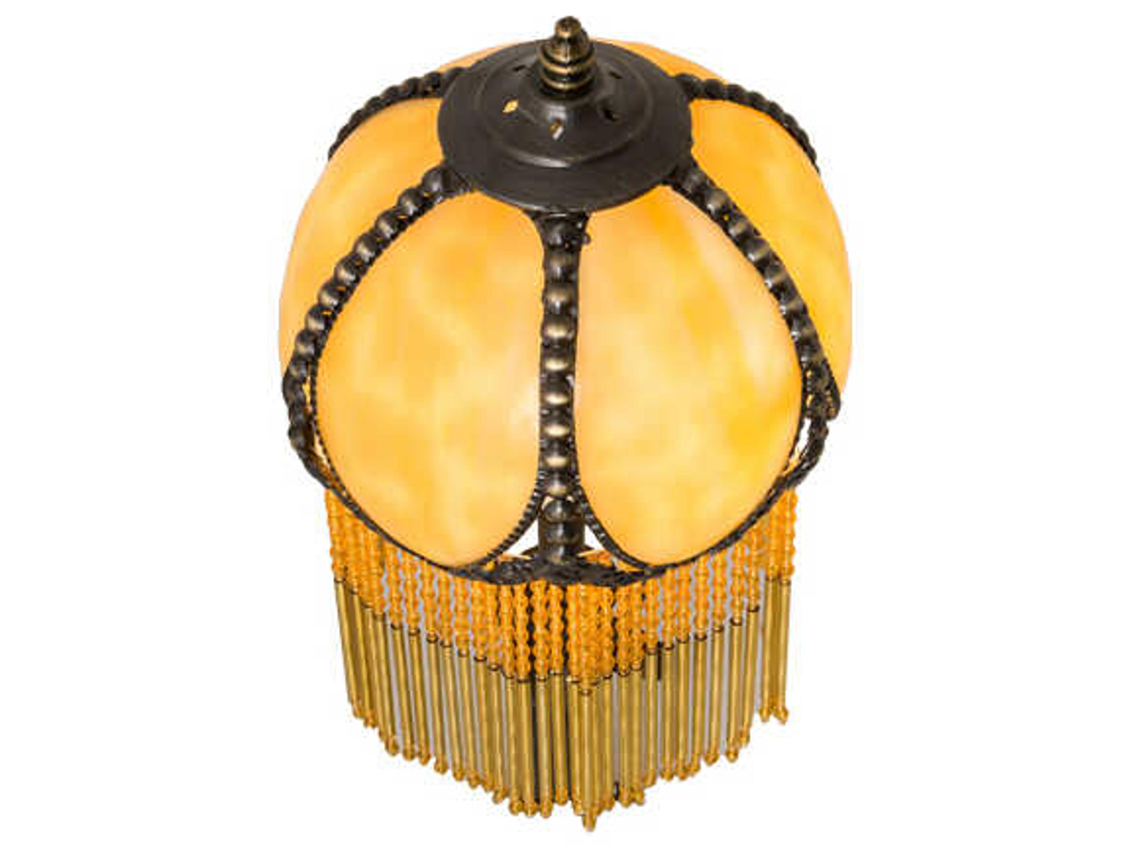 Alicia Beige Art Glass / Gold Fringe Shade