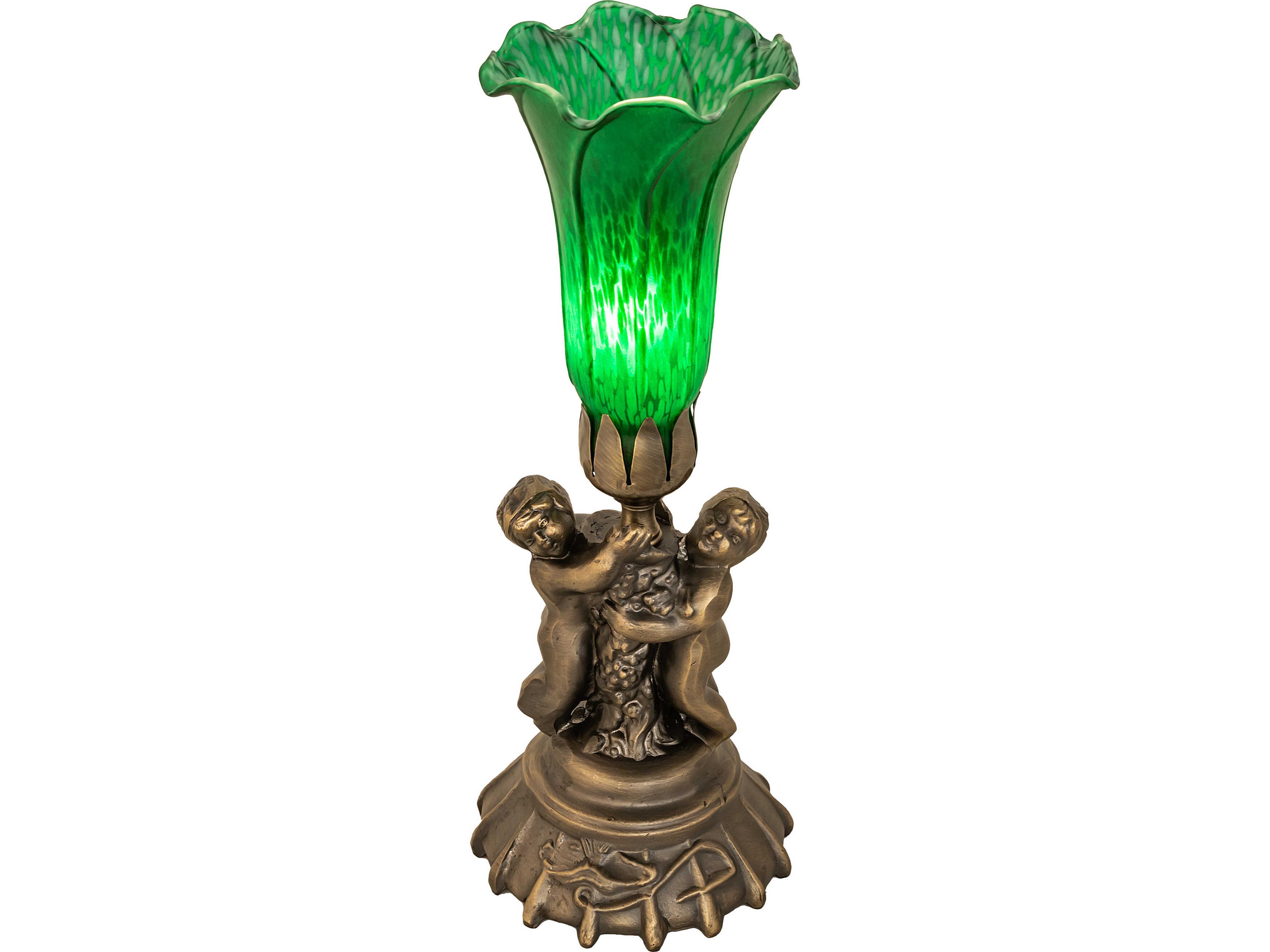 Green Brass Traditional Table Lamp