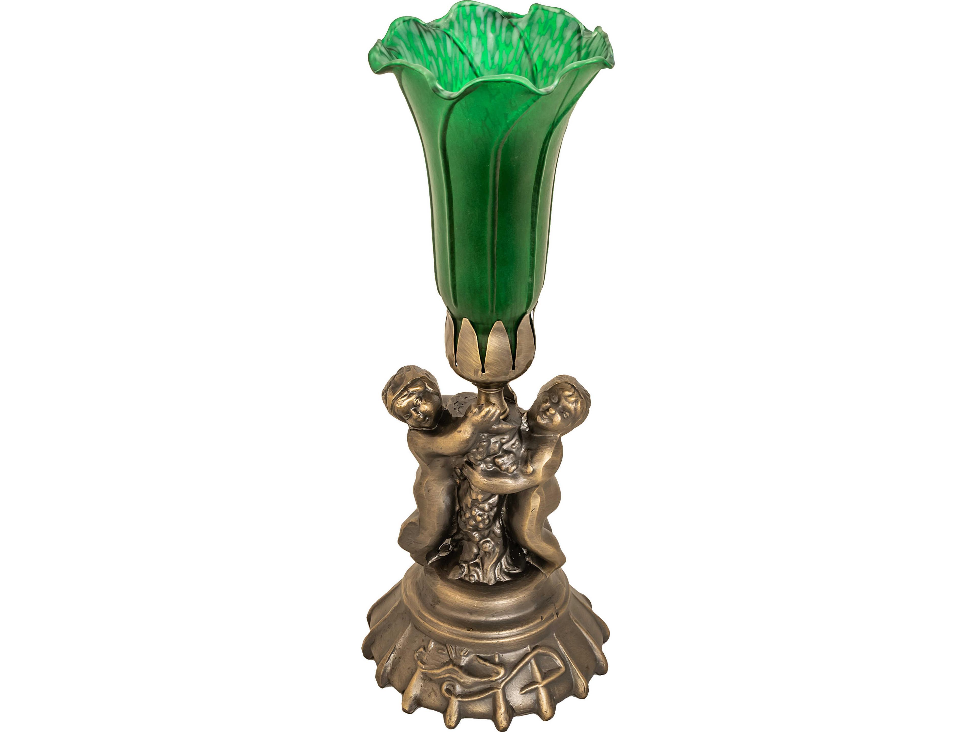 Meyda Green Brass Traditional Table Lamp