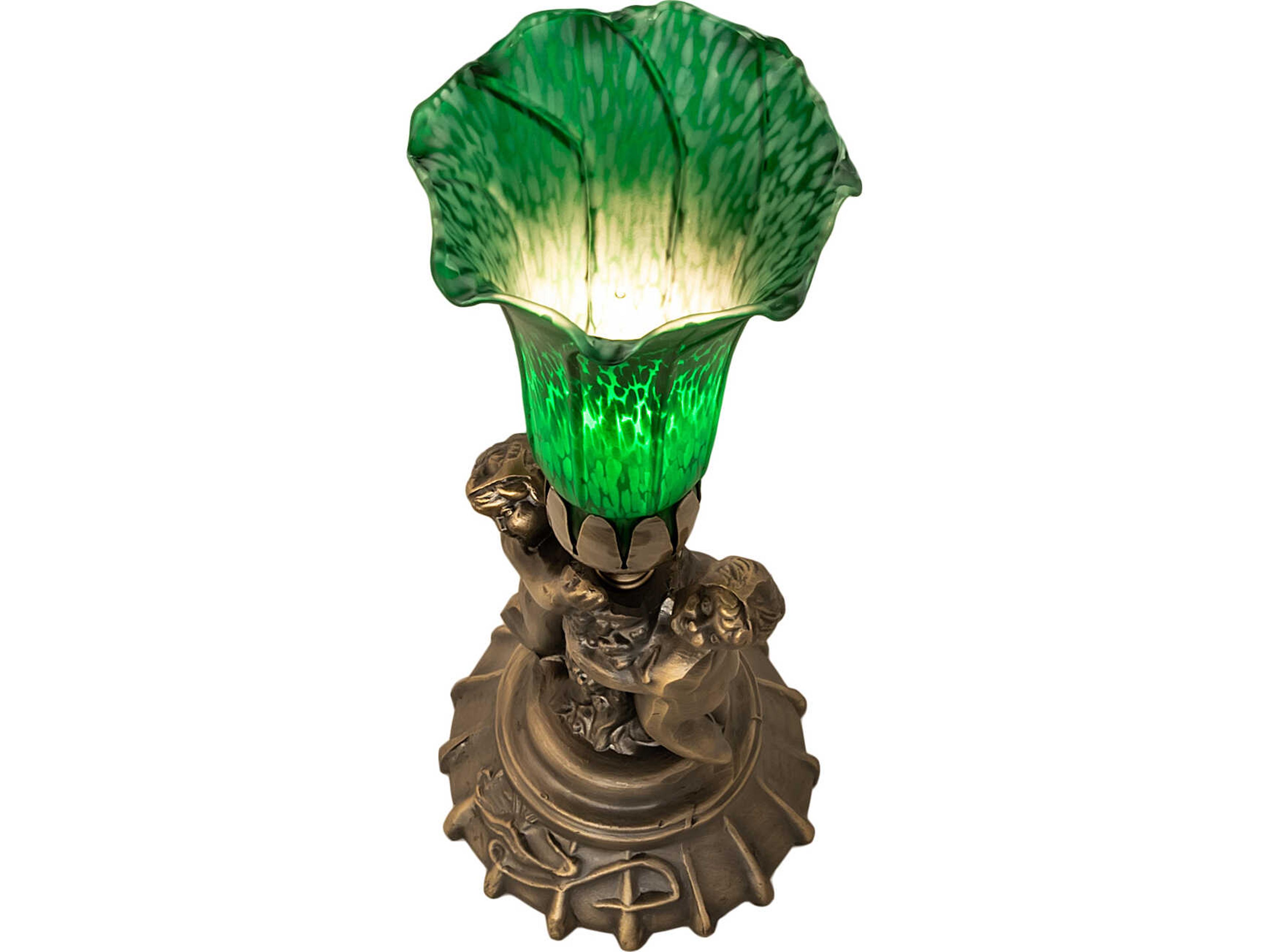 Meyda Green Brass Traditional Table Lamp