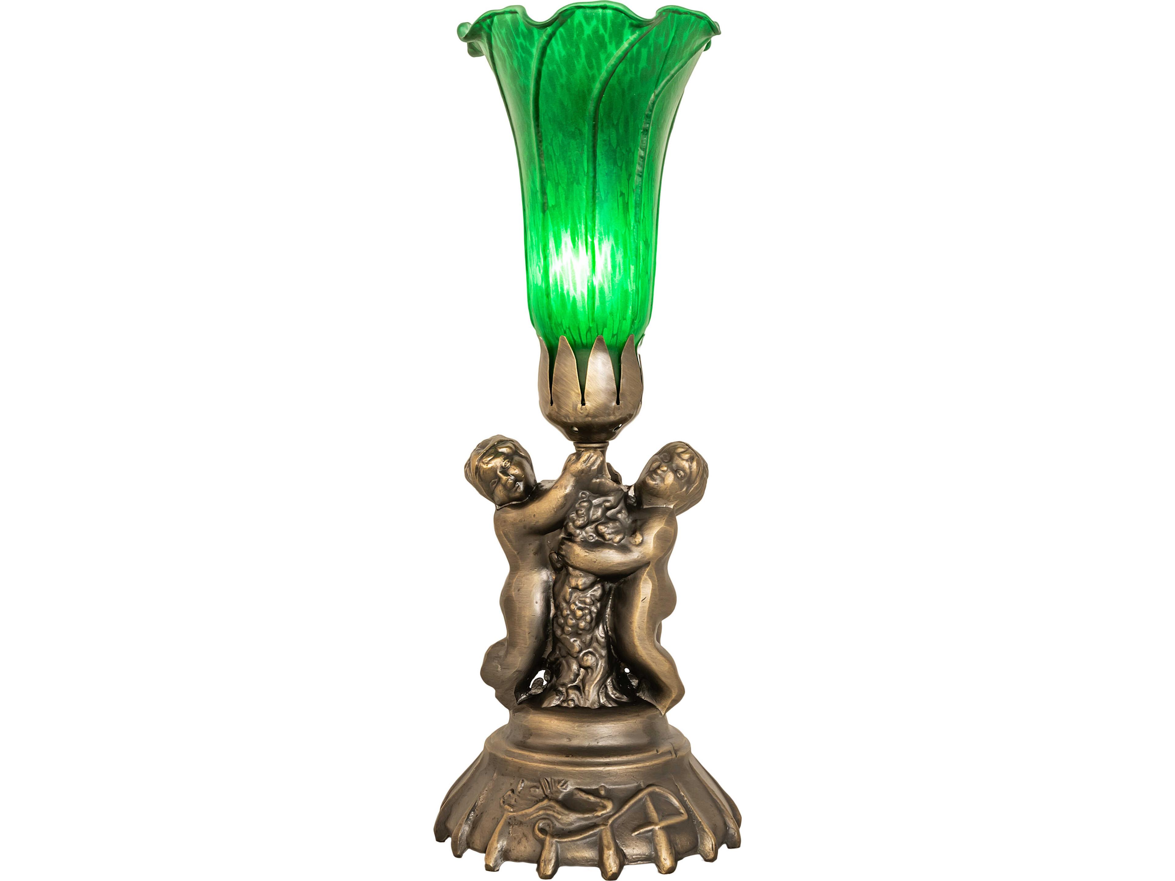 Meyda Green Brass Traditional Table Lamp