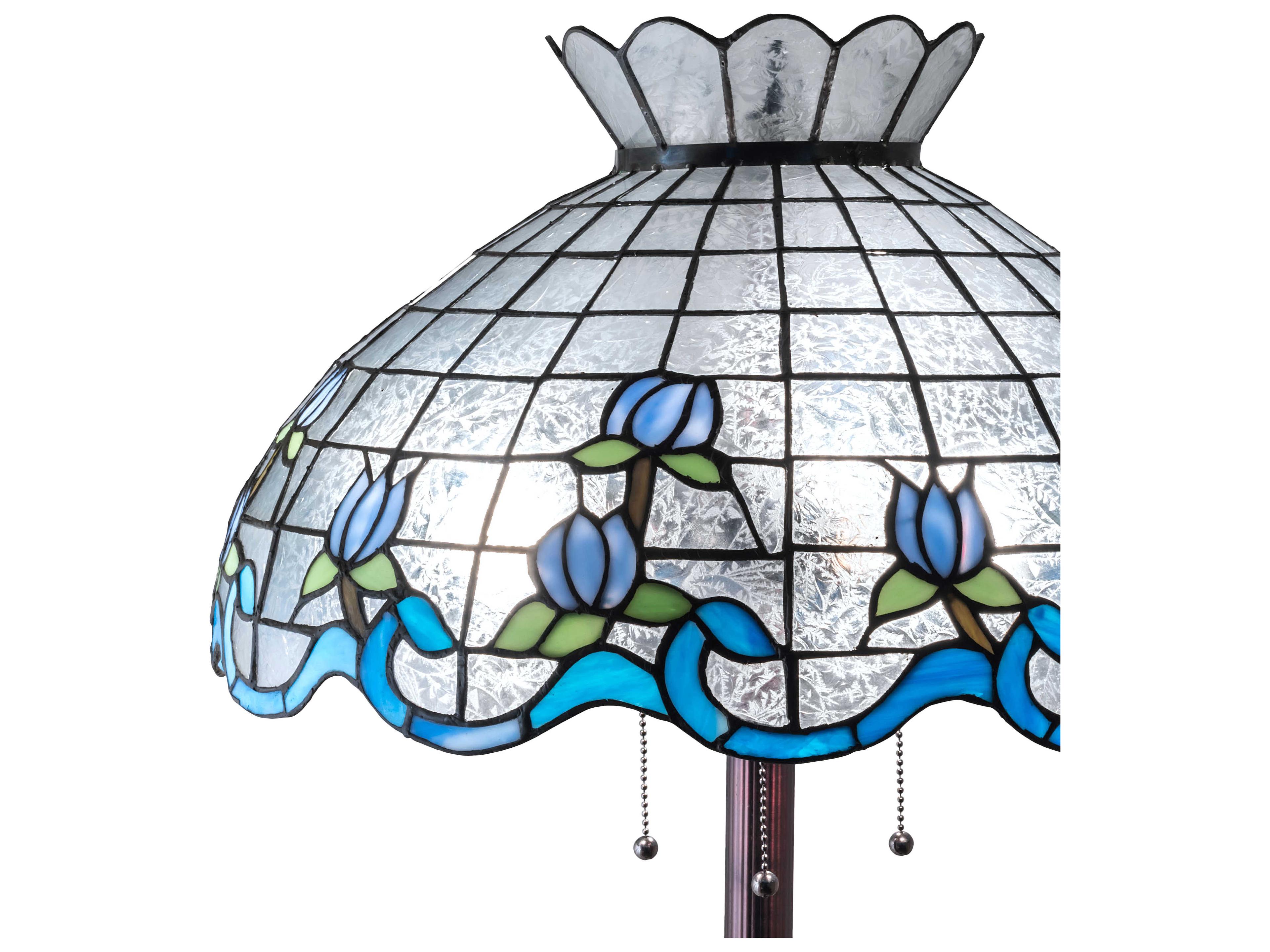 Meyda Roseborder Glass Tiffany Mahogany Bronze Floor Lamp