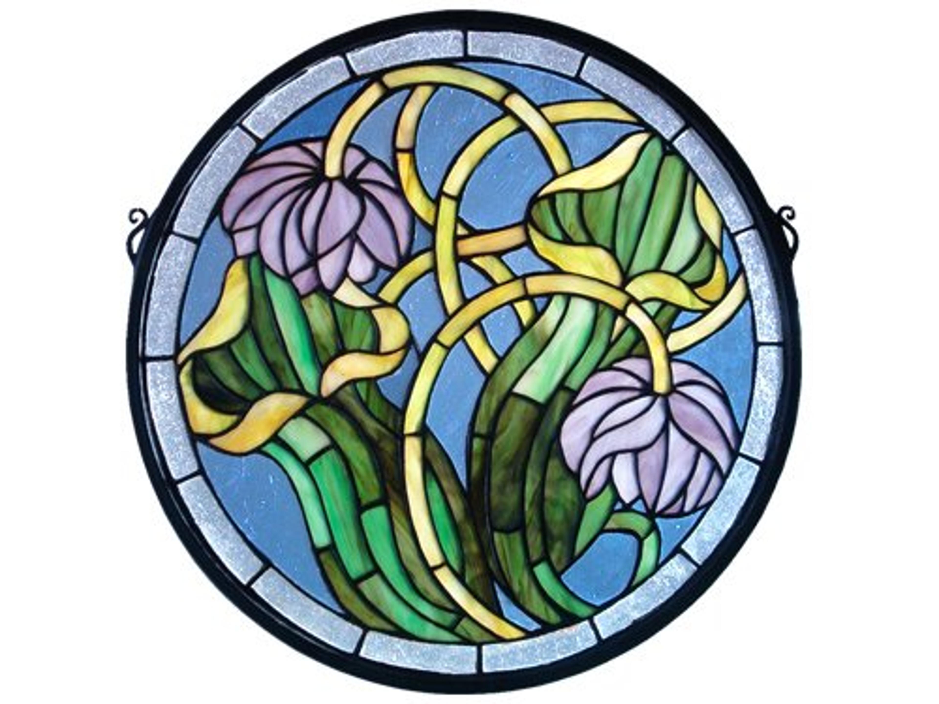 Pitcher Plant Medallion Stained Glass Window
