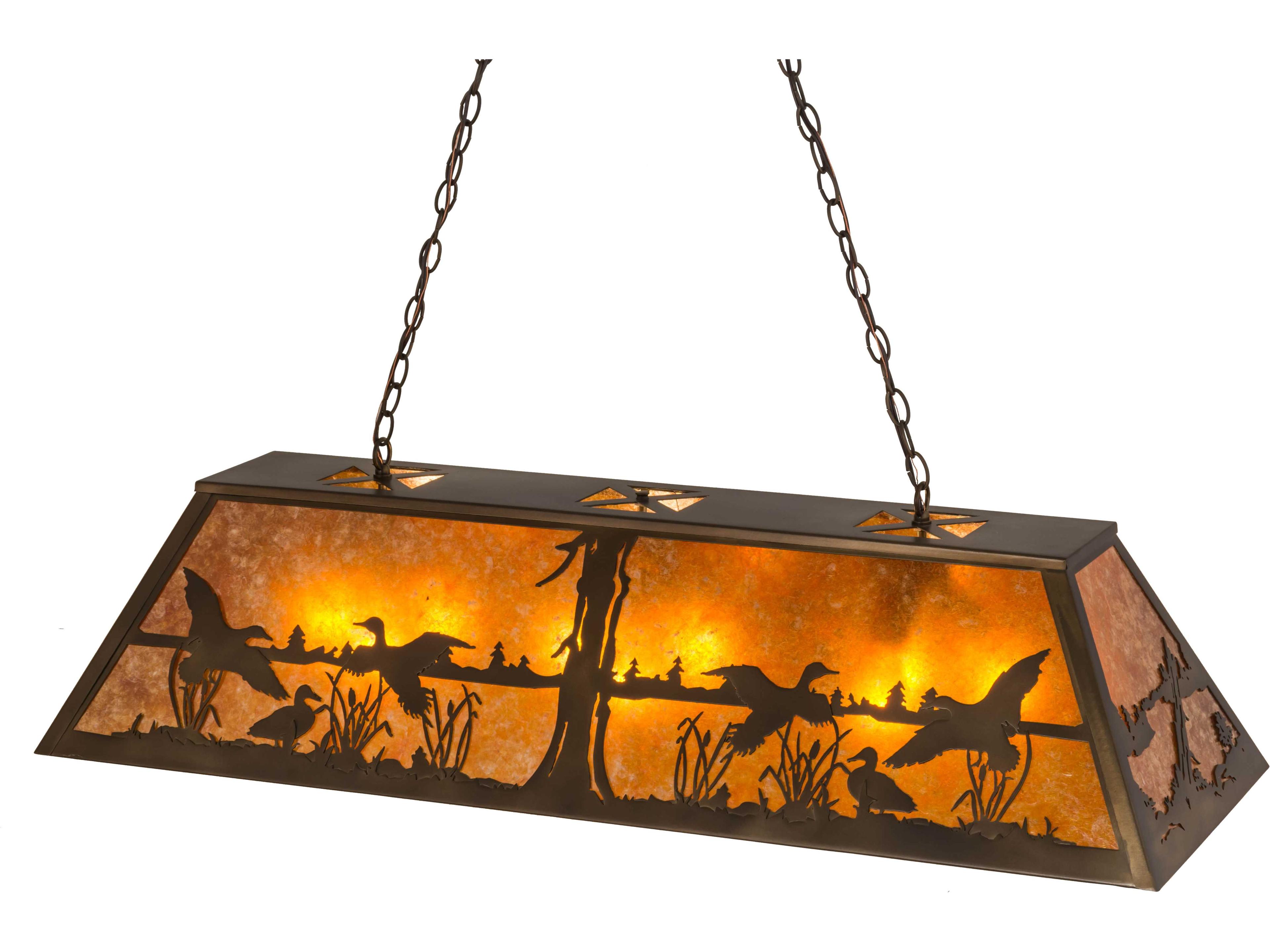 Ducks In Flight Antique Copper amber Pendant