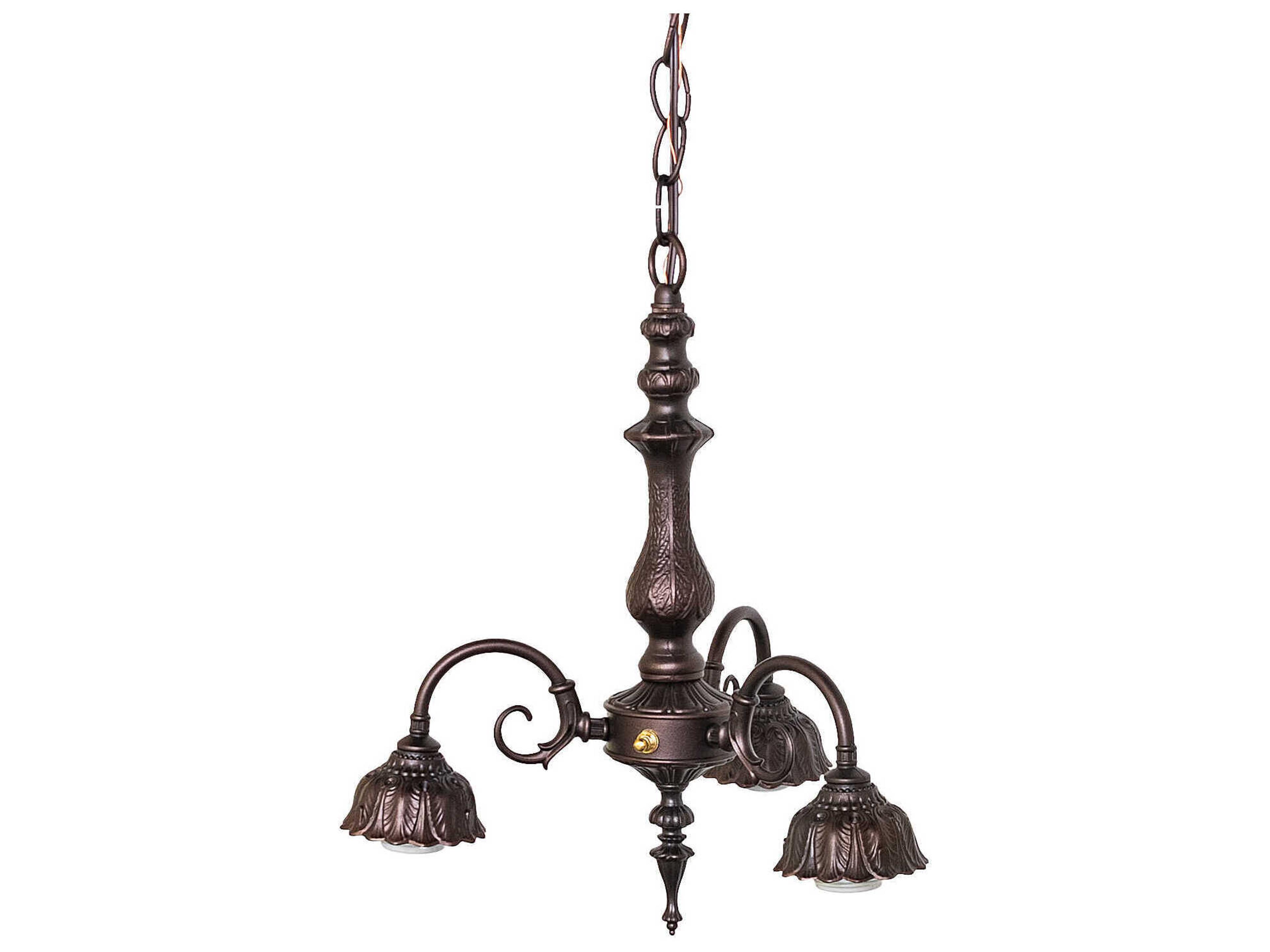 Victorian 3-Light Mahogany Bronze Traditional Chandelier