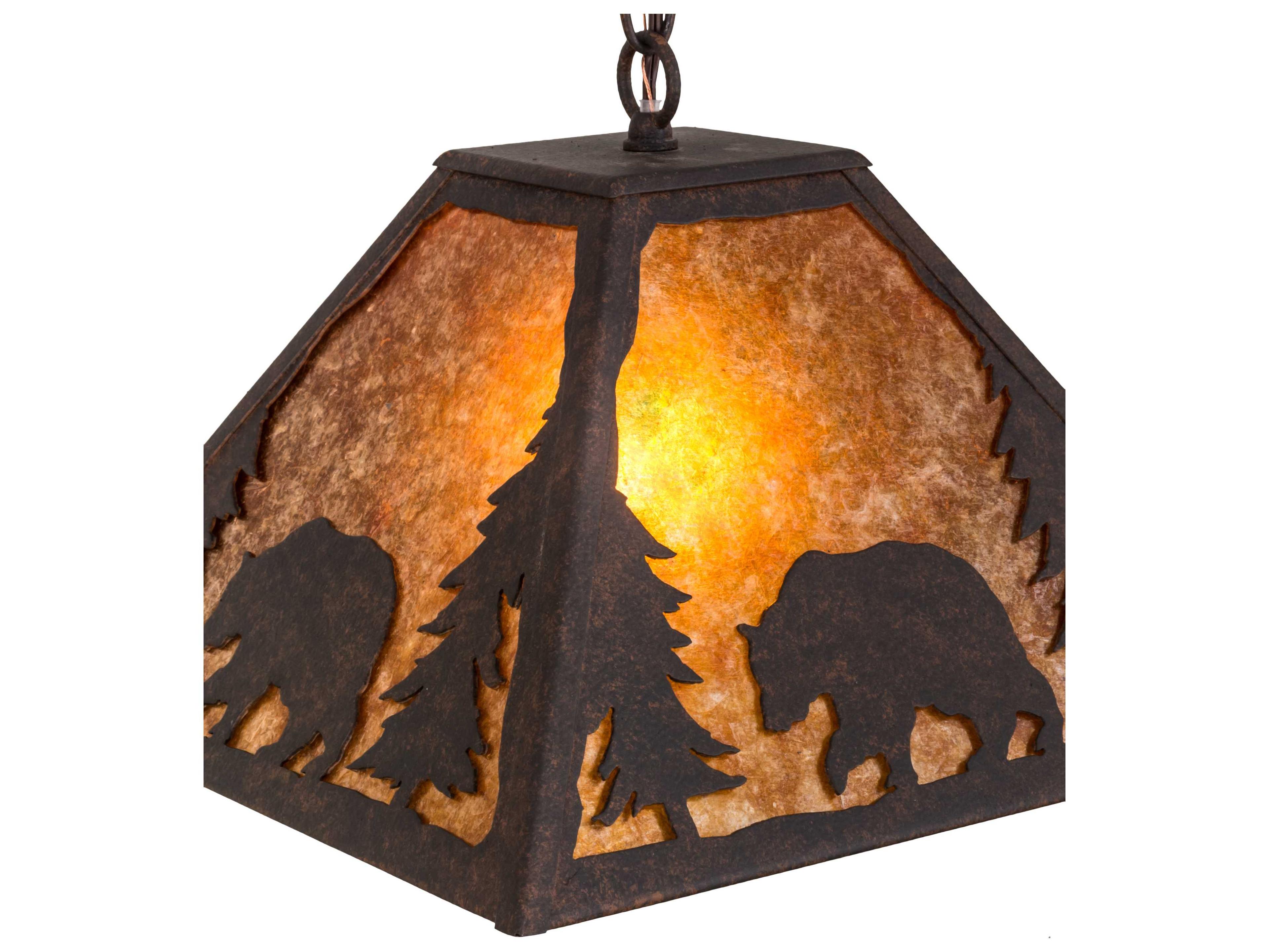 Meyda Lone Bear 1-Light Cajun Spice amber Orange Geometric Pendant