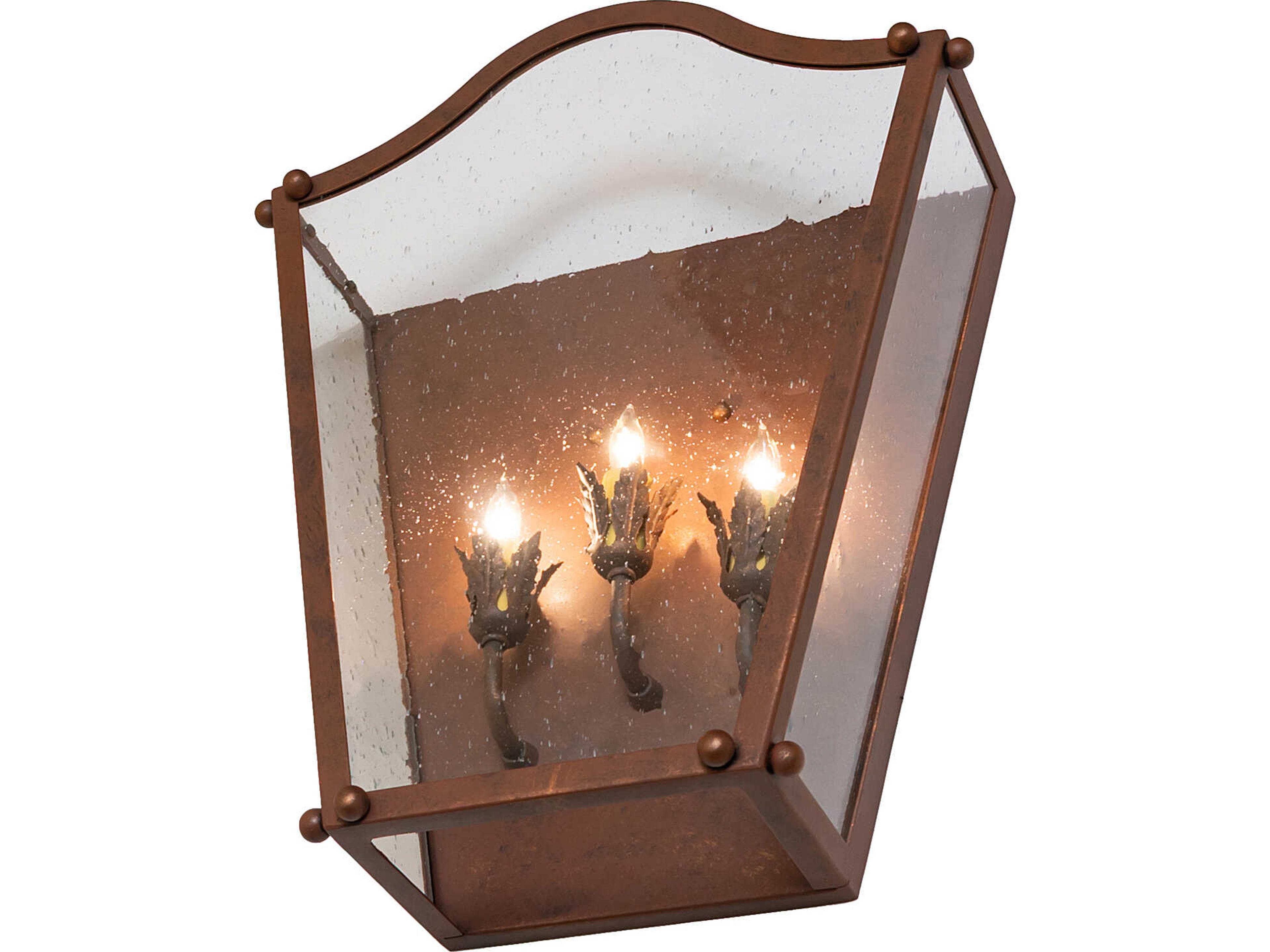 Meyda Austin 3-Light Clear Seeded Glass Bronze Traditional Wall Sconce