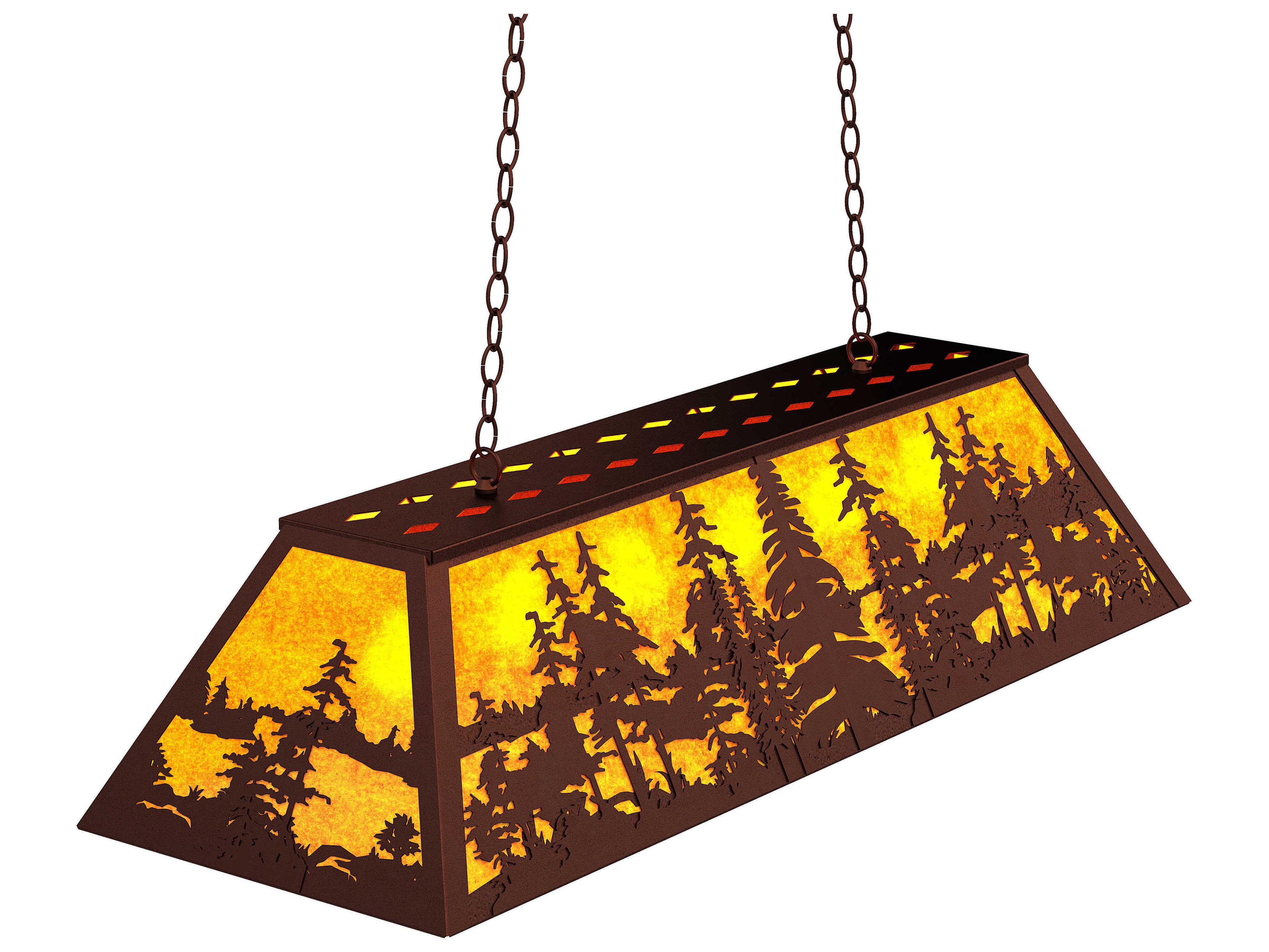 Tall Pines 6-Light Rust Brown Glass Island Pendant