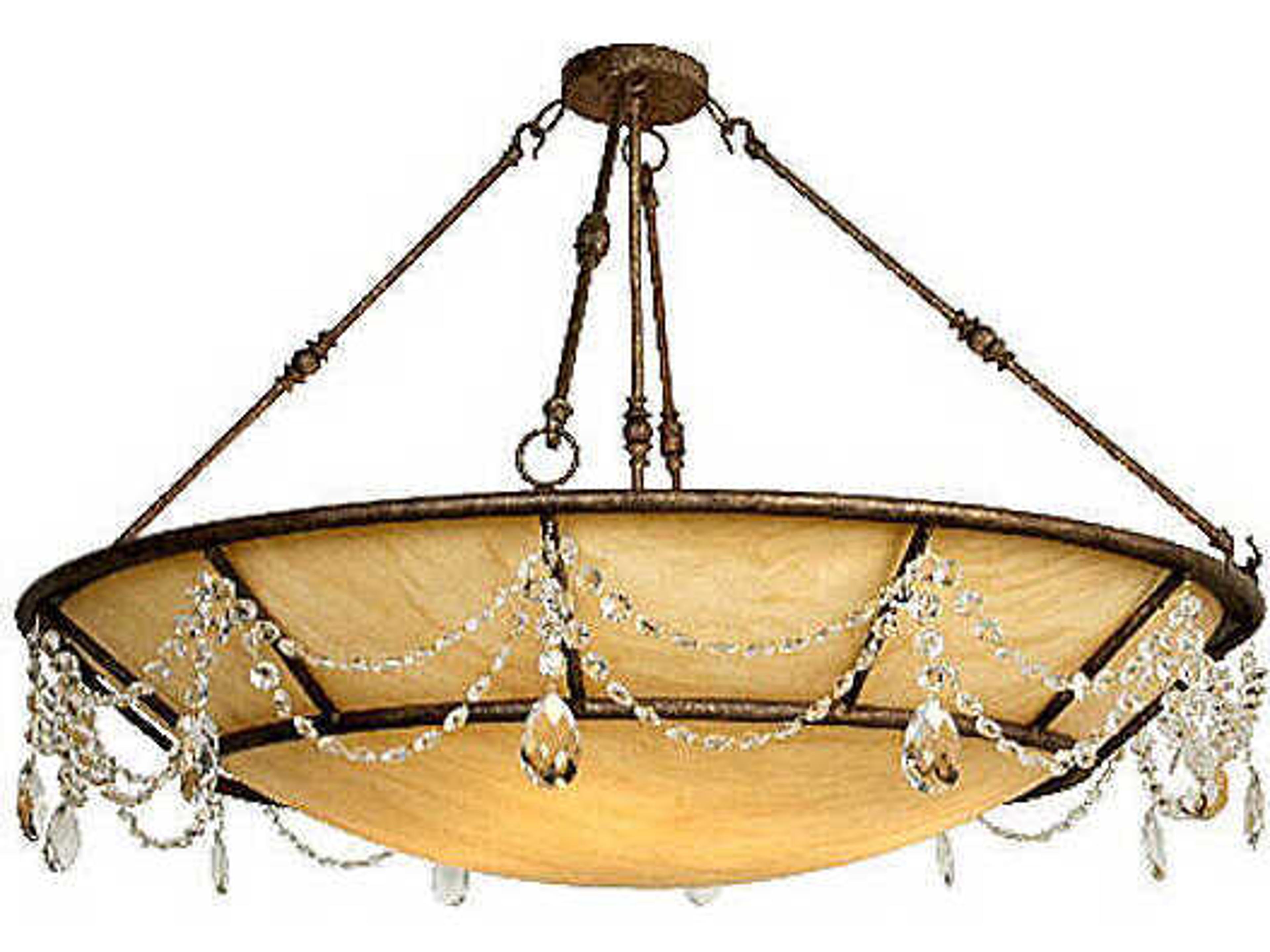 8-Light Crystal Gold Bowl Pendant