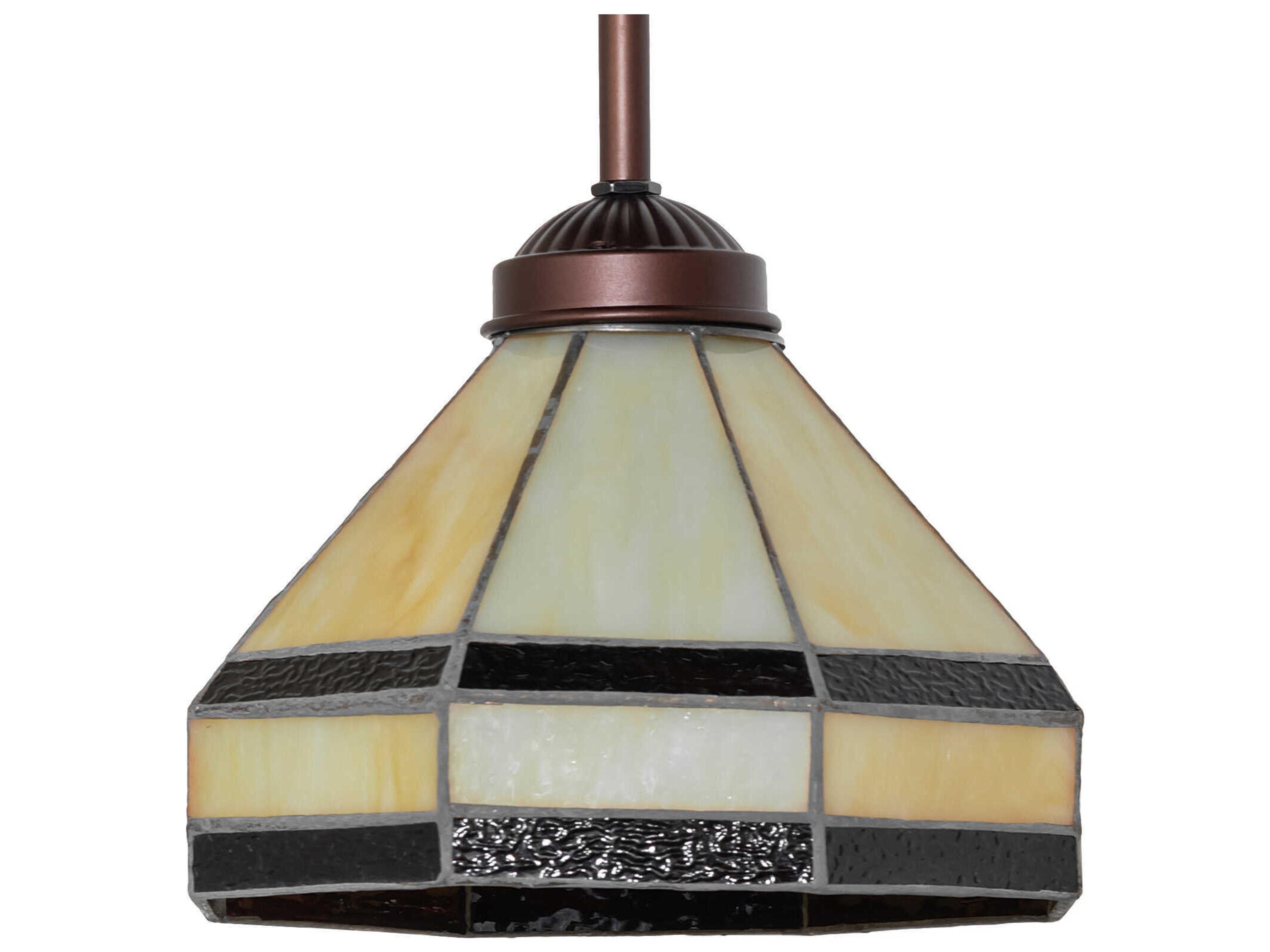 Meyda 1-Light Mahogany Bronze Glass Tiffany Mini Pendant