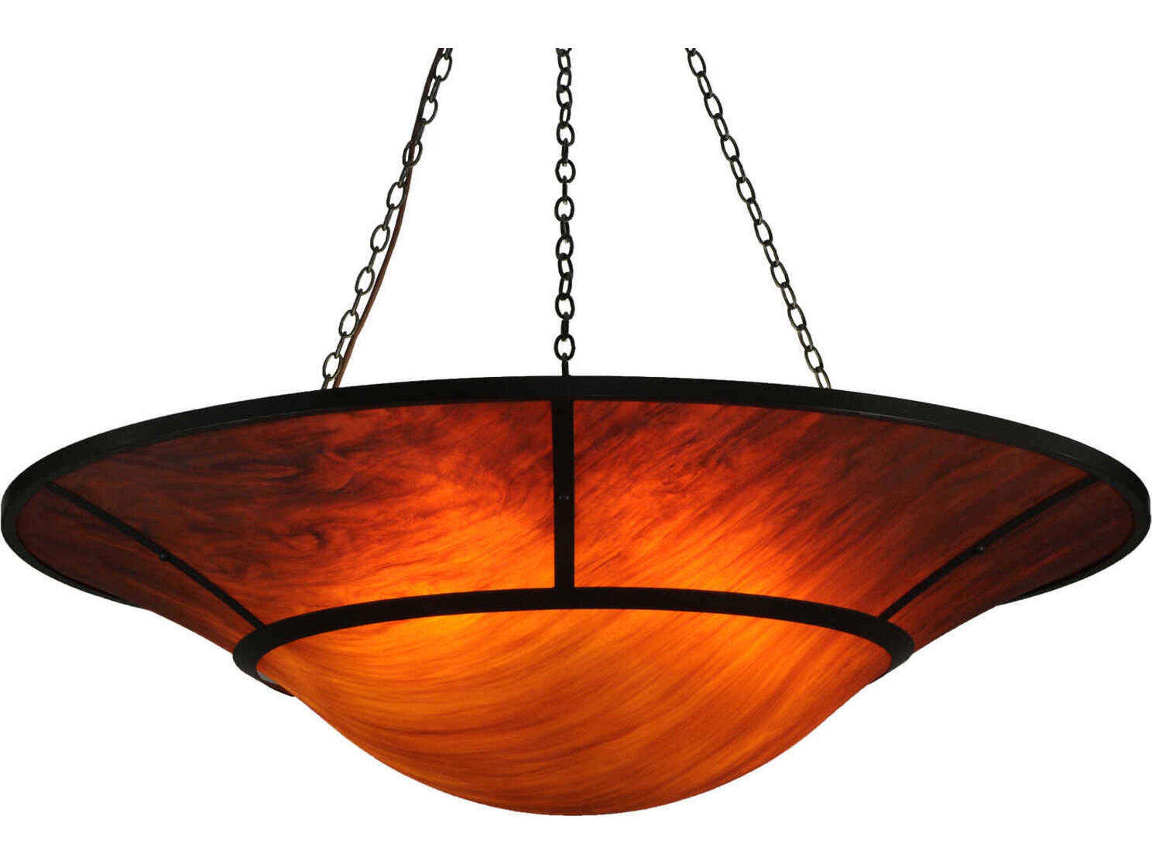 12-Light Timeless Bronze Orange Glass Tiffany Bowl Pendant