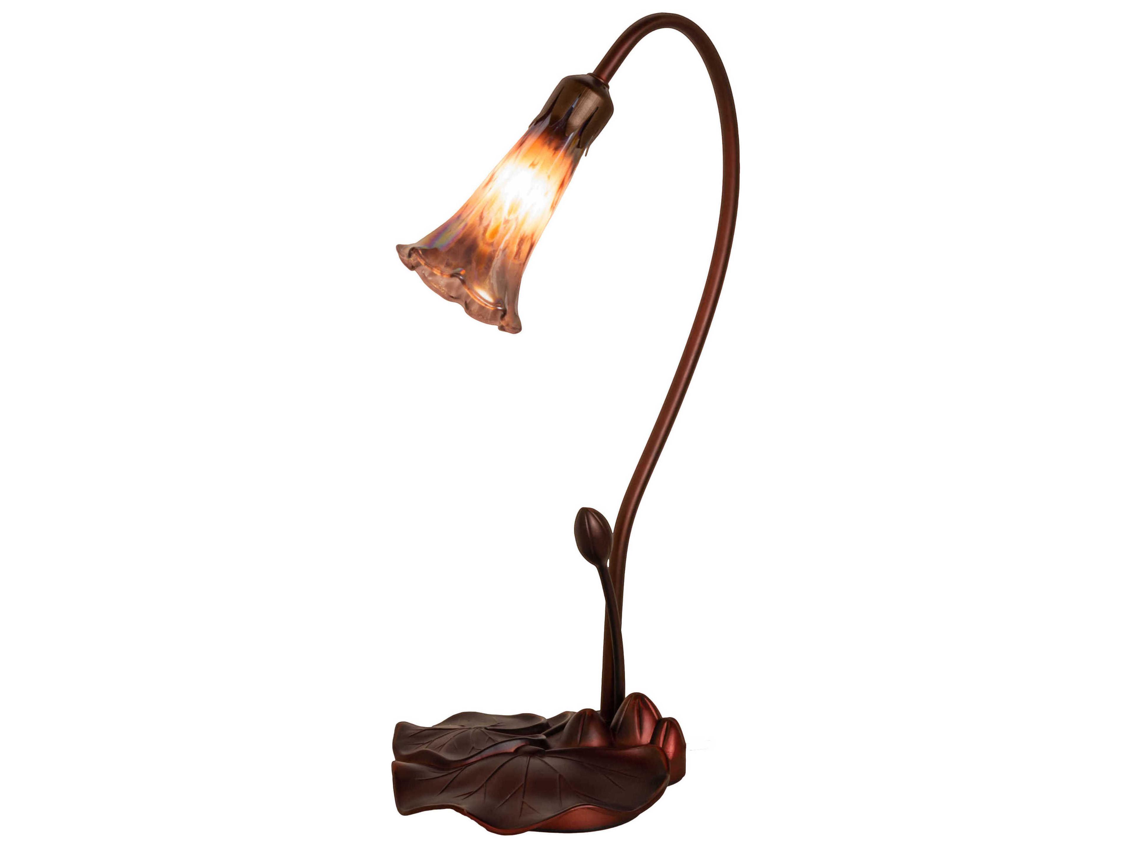 Pond Lily Mahogany Bronze Glass Table Lamp