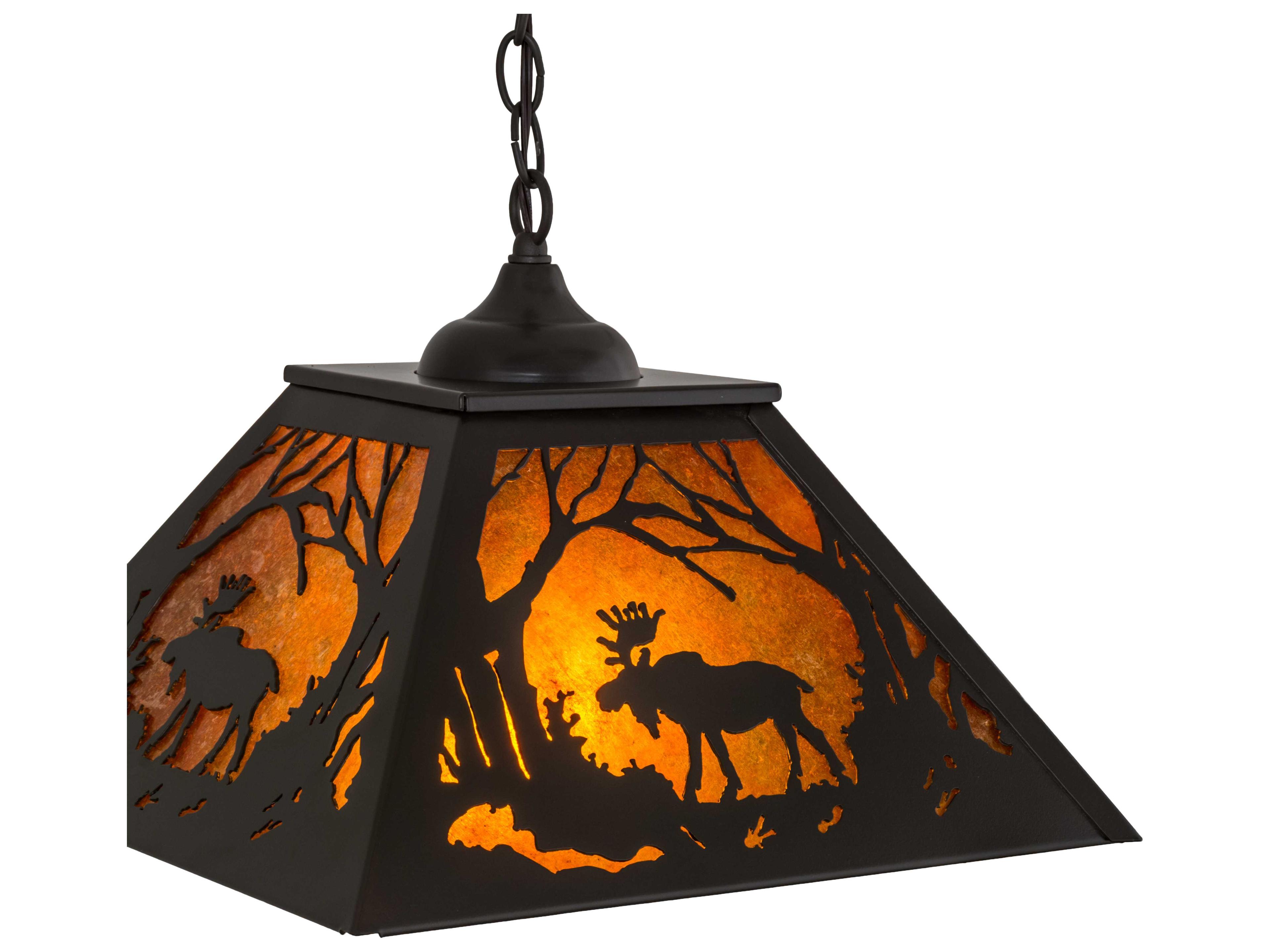 Meyda Moose At Dawn 2-Light Timeless Bronze amber Pendant