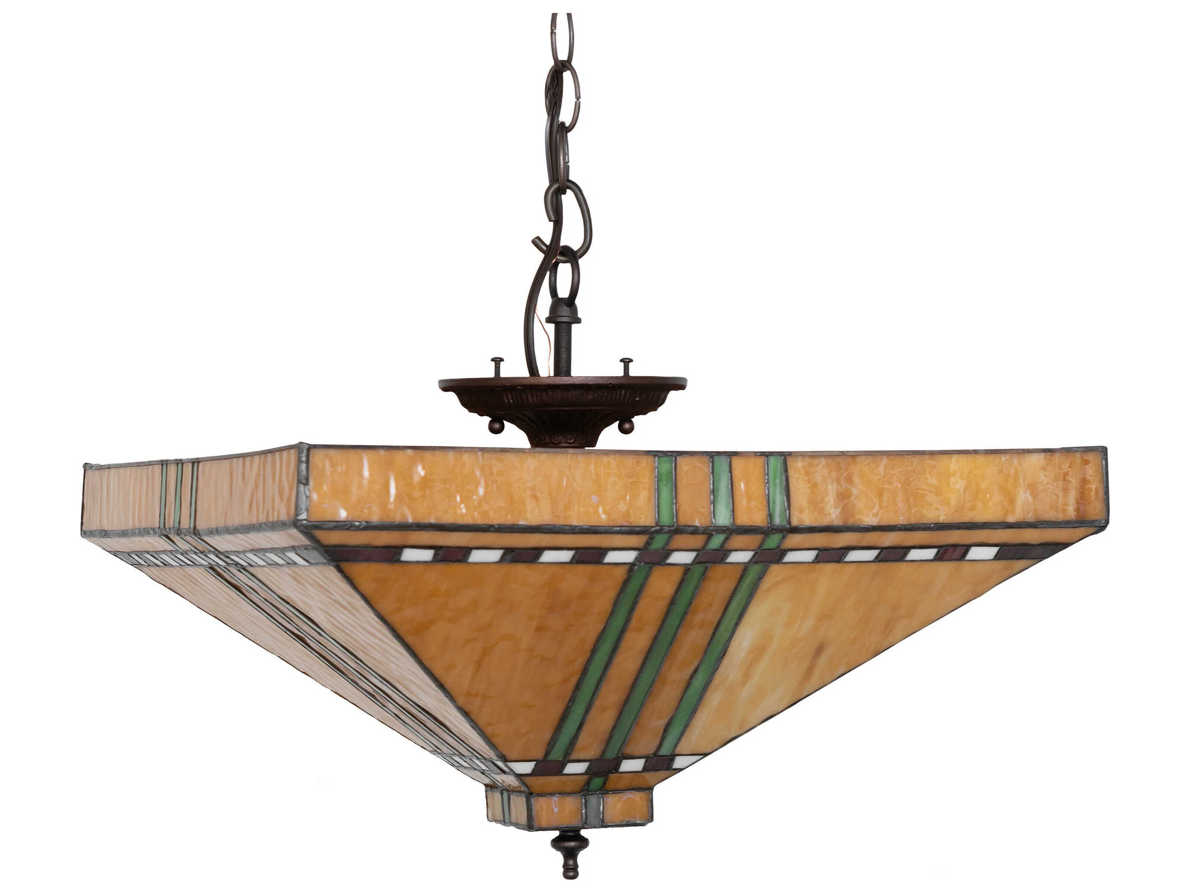 Meyda Prairie Corn 3-Light Mahogany Bronze Geometric Semi Flush Mount