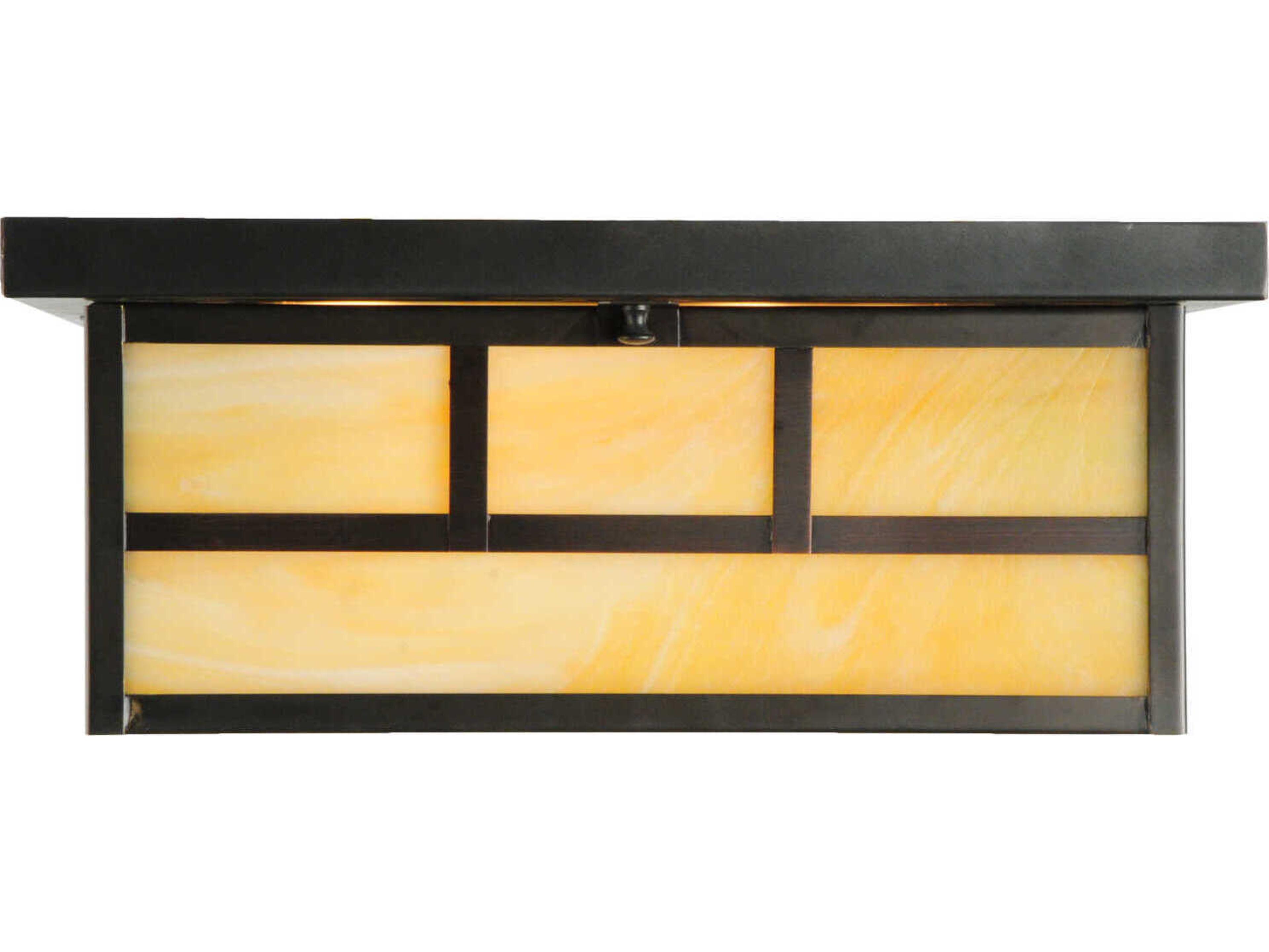 Meyda Double Bar Mission 4-Light Craftsman Brown Glass Flush Mount