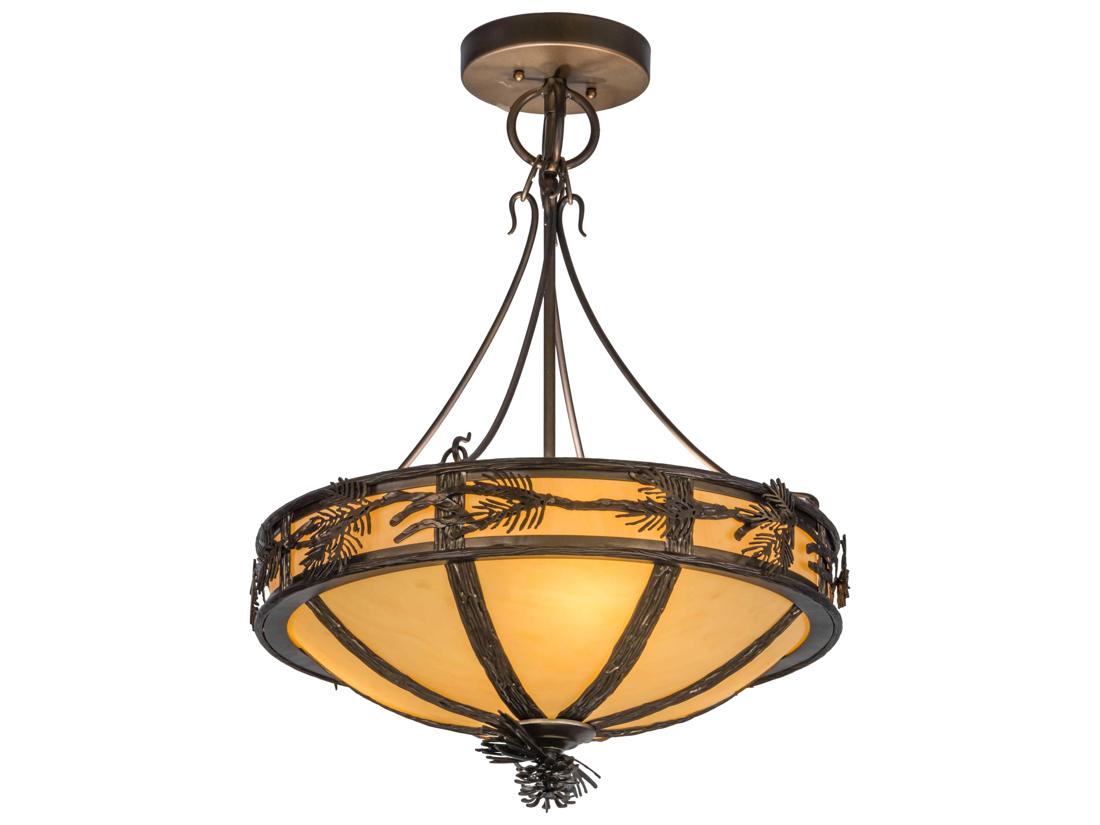 Meyda Branches Antique Copper earth Marble Bowl Semi Flush Mount