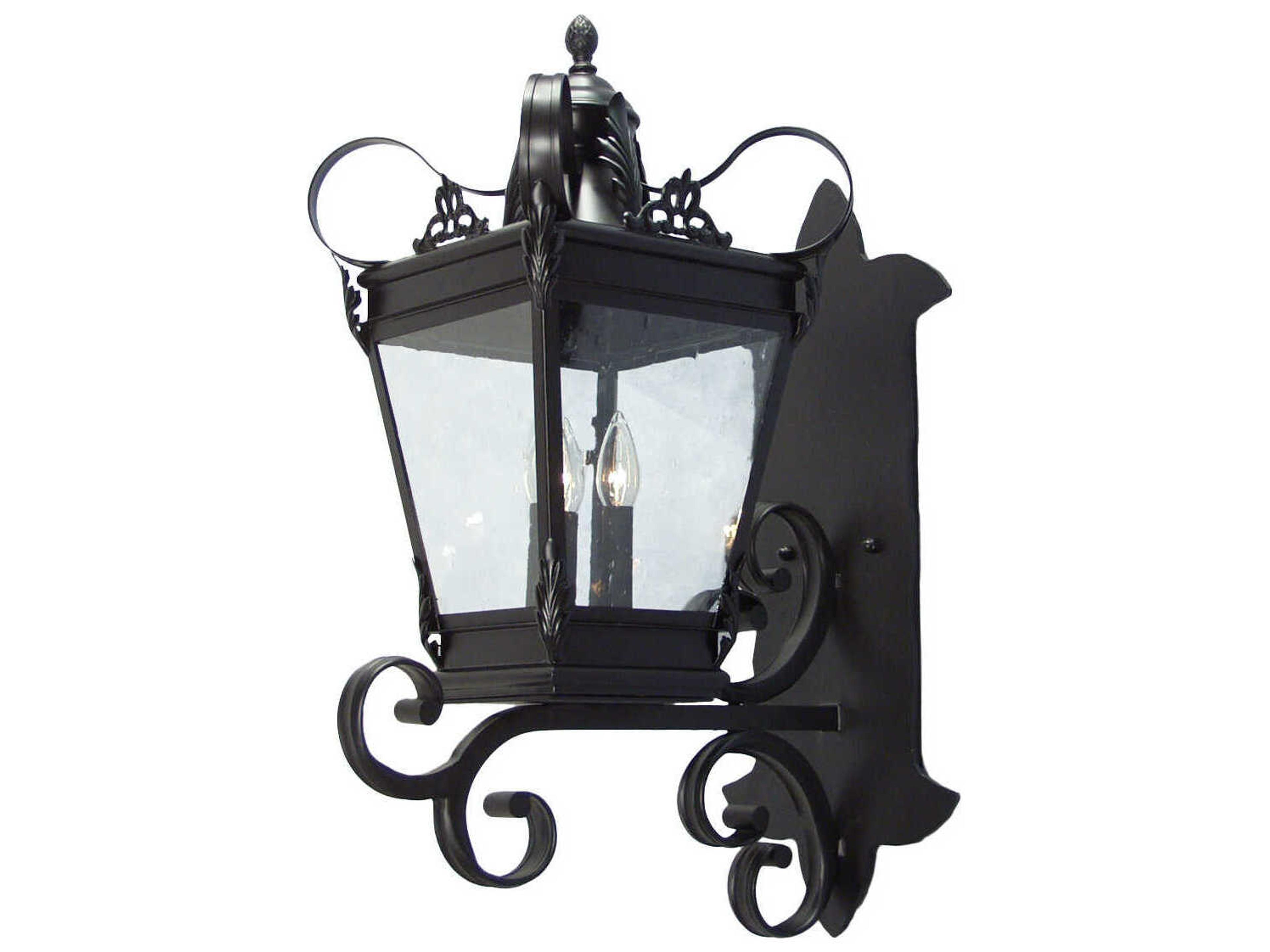3-Light Black Glass Wall Sconce