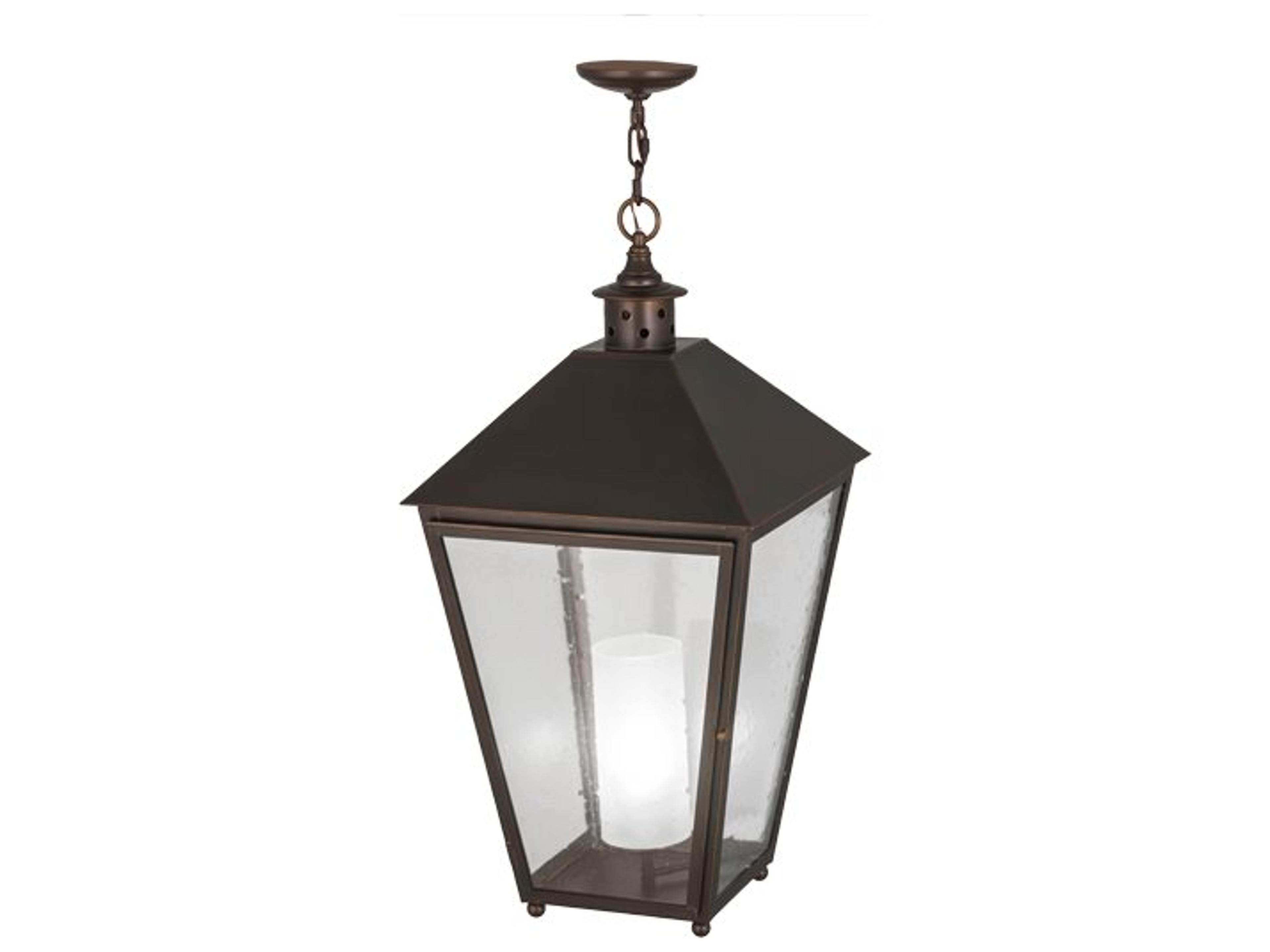 Meyda Stafford 1-Light Bronze Glass Lantern Pendant