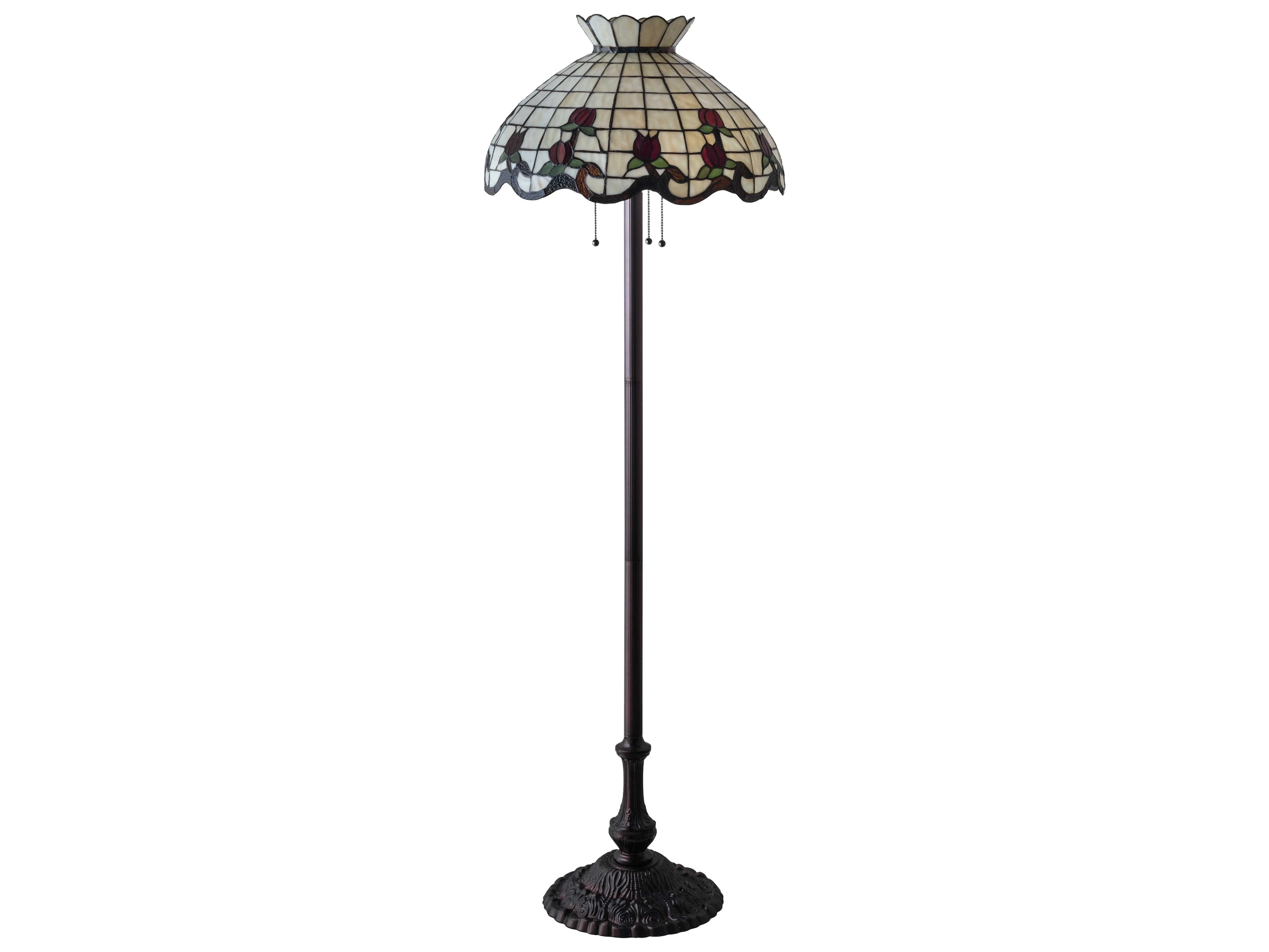 Meyda Roseborder Glass Tiffany Mahogany Bronze Floor Lamp