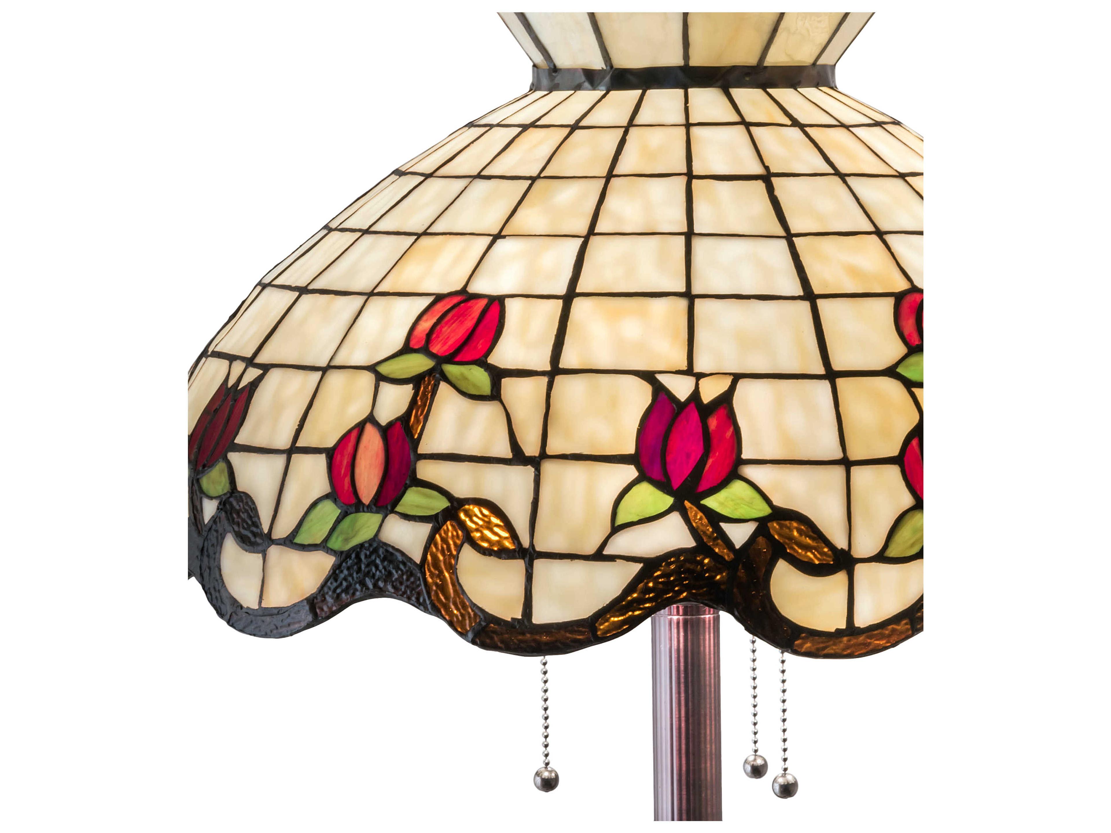 Meyda Roseborder Glass Tiffany Mahogany Bronze Floor Lamp