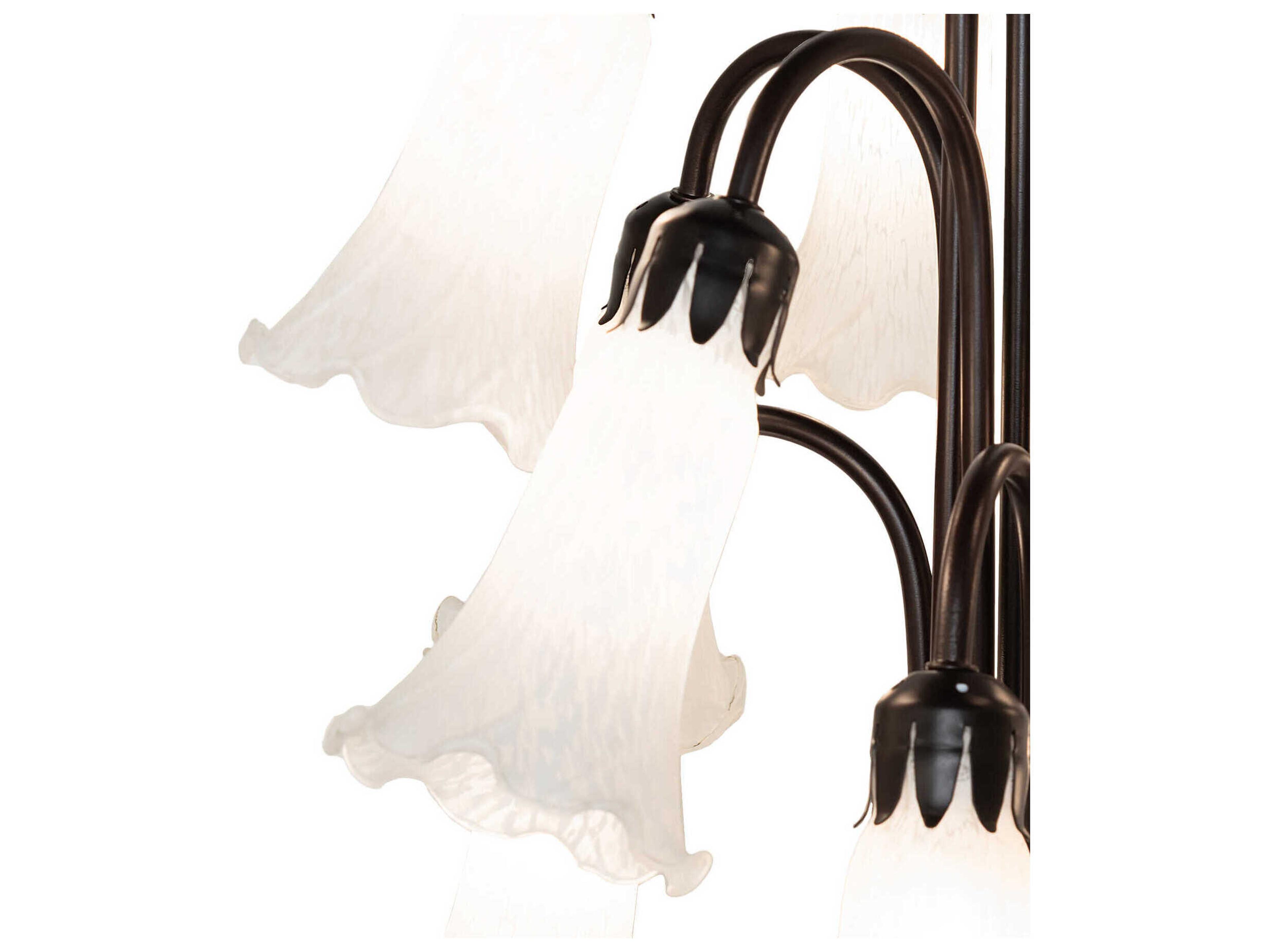 Meyda Pond Lily Mahogany Bronze White Glass Floor Lamp with Shade