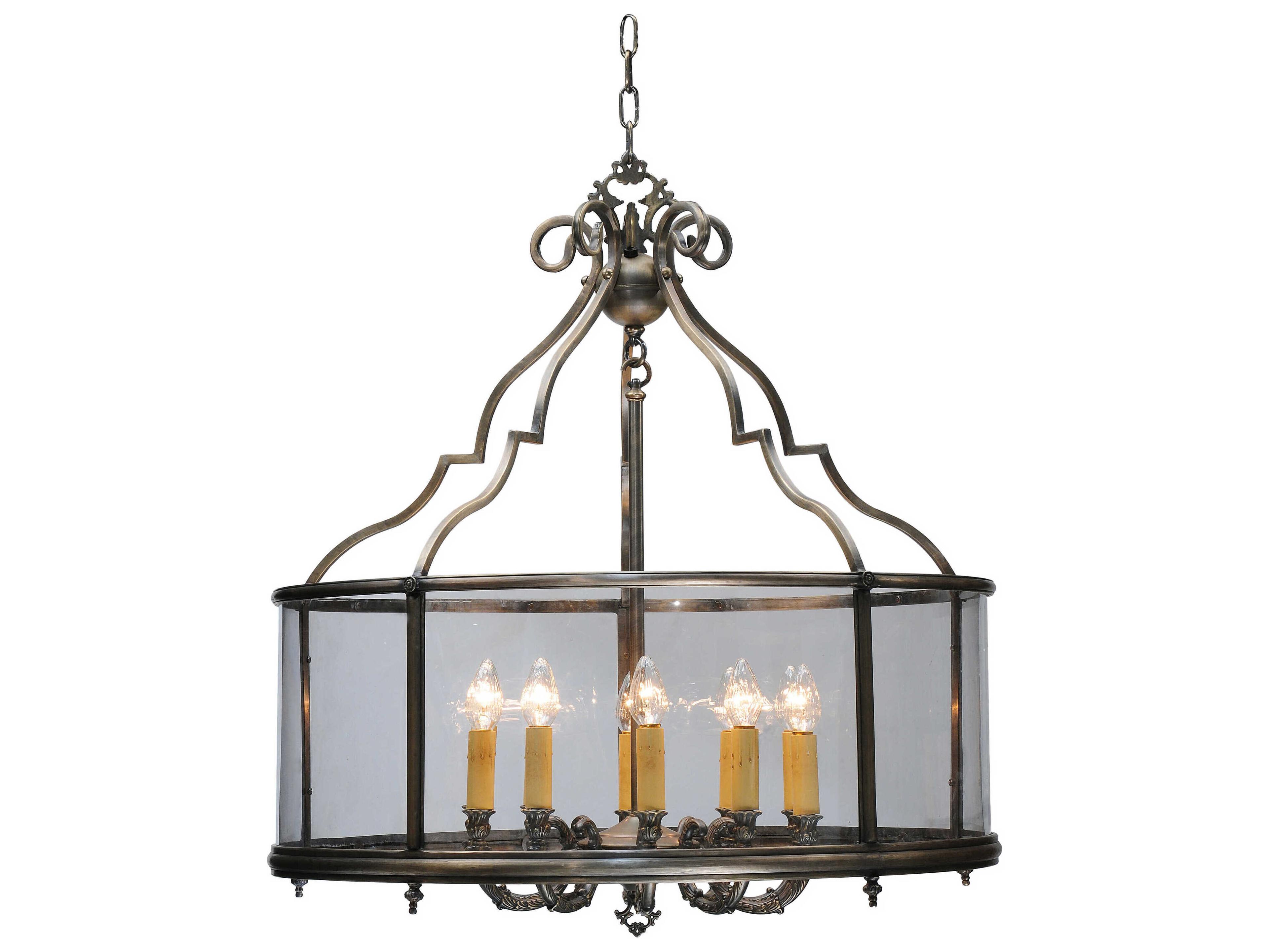 10-Light Bronze Glass Chandelier