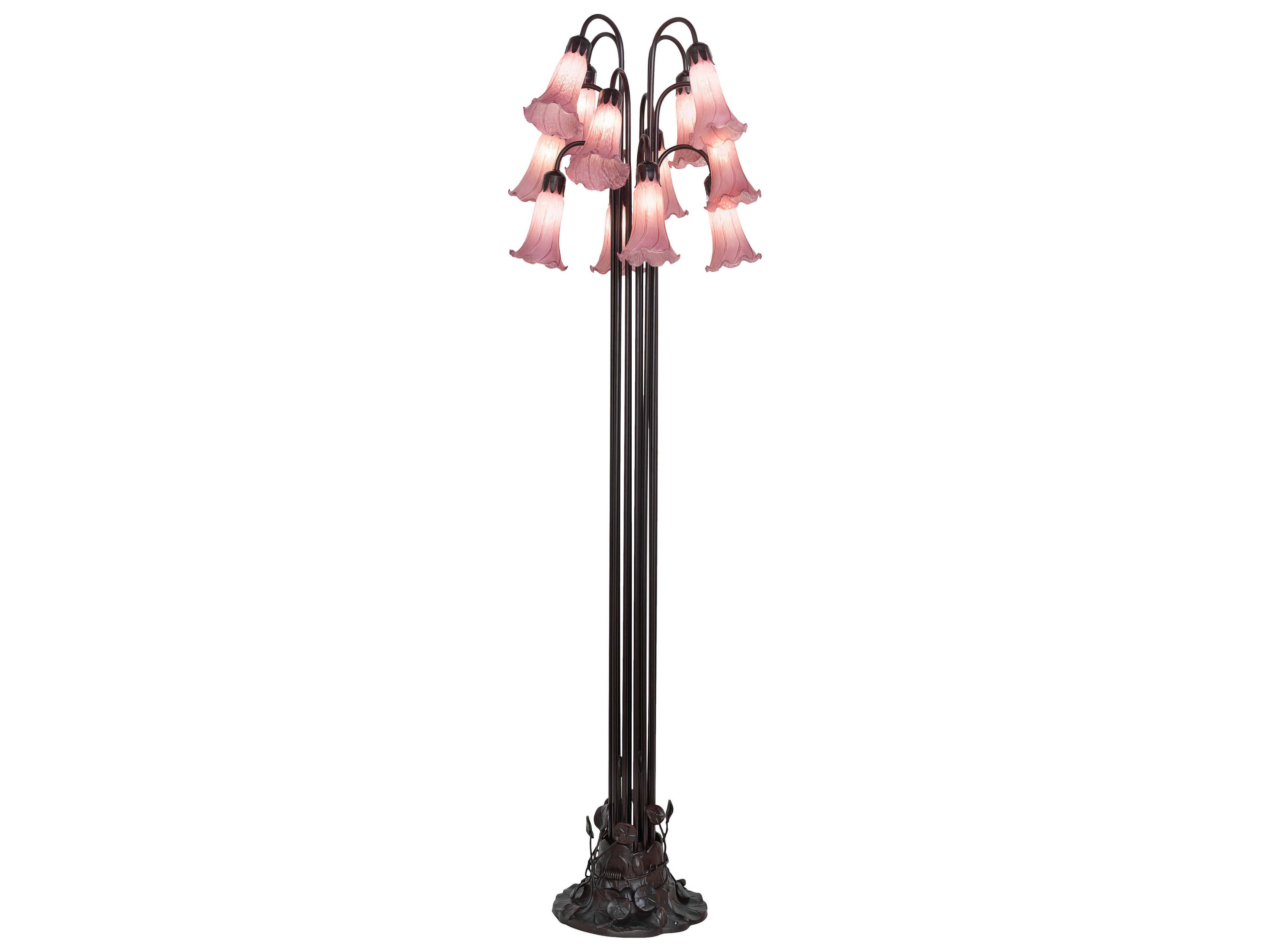 Pond Lily Mahogany Bronze Lavender Glass Floor Lamp with Shade