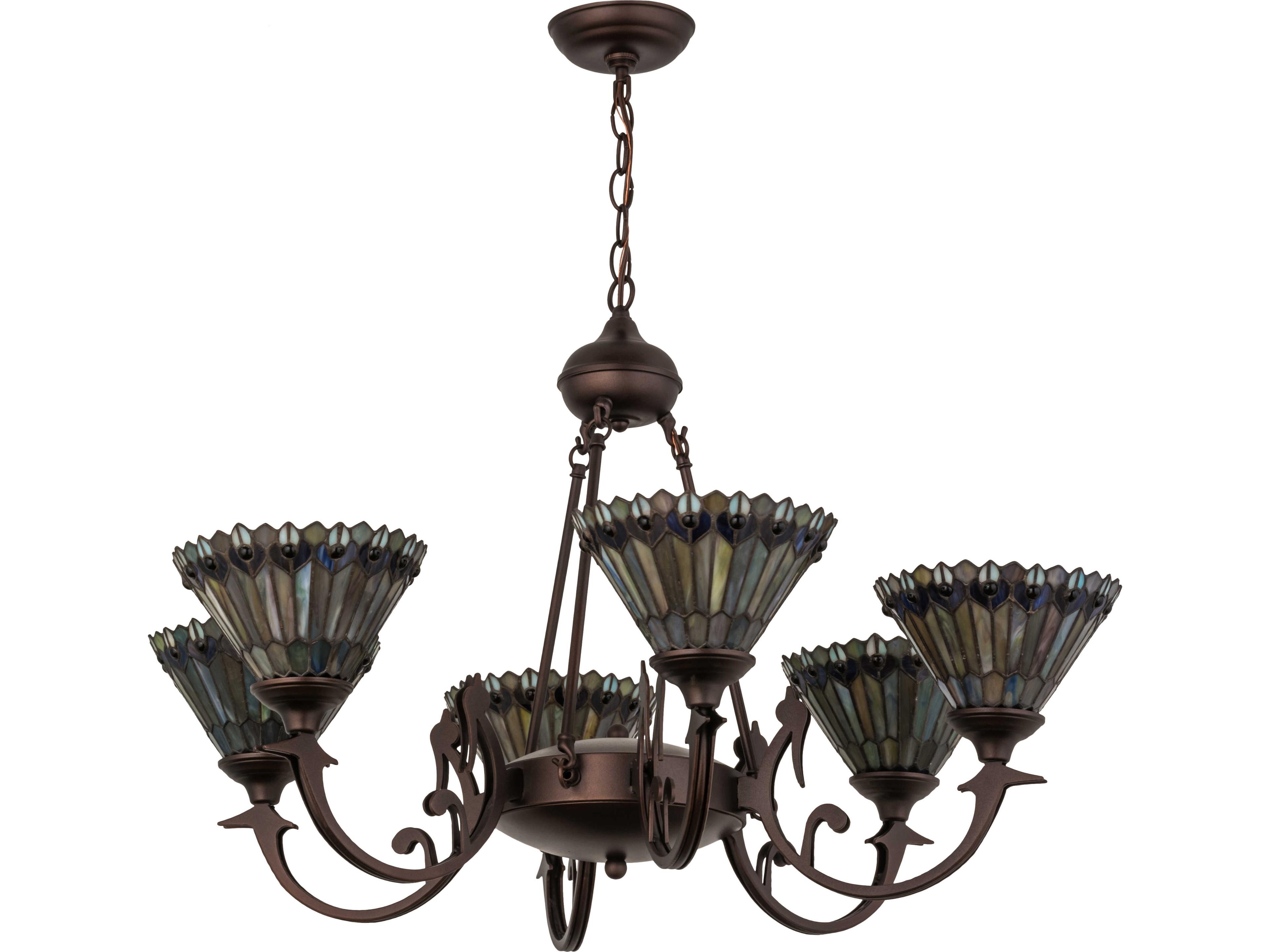 Meyda Tiffany Jeweled Peacock 6-Light Bronze Traditional Chandelier