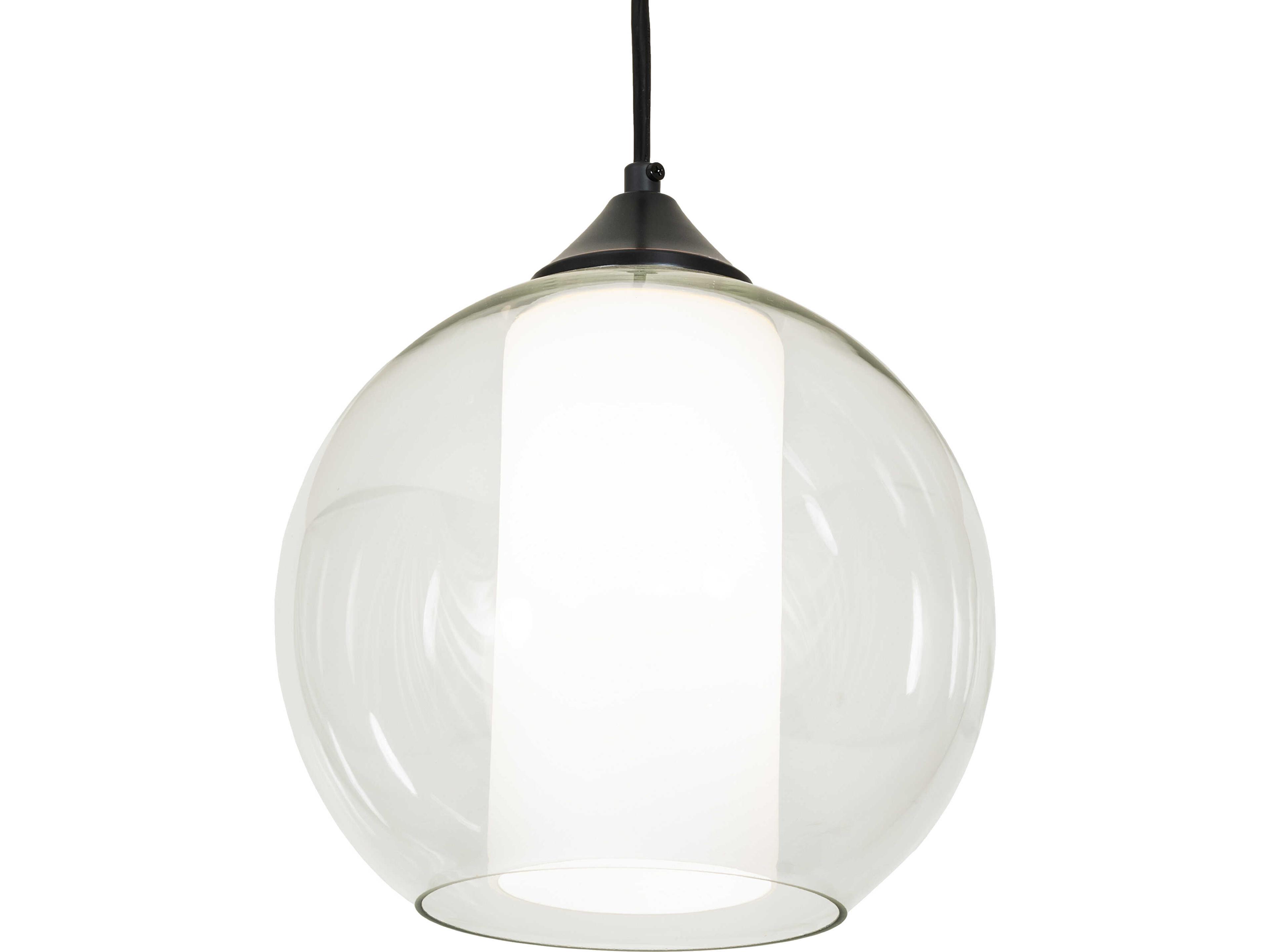Bola 1-Light Clear & White Glass Cylinder Globe Mini Pendant